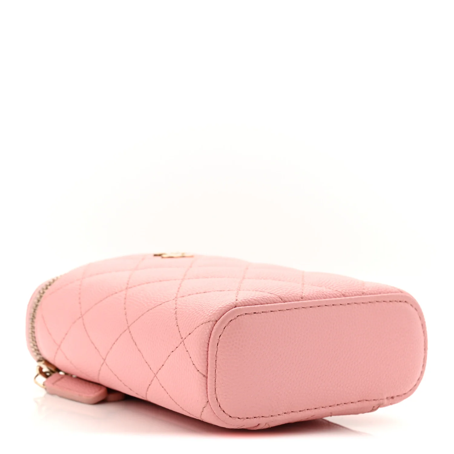 Caviar Quilted Small Vertical Coco Beauty Vanity Case With Chain Light Pink - Image 4