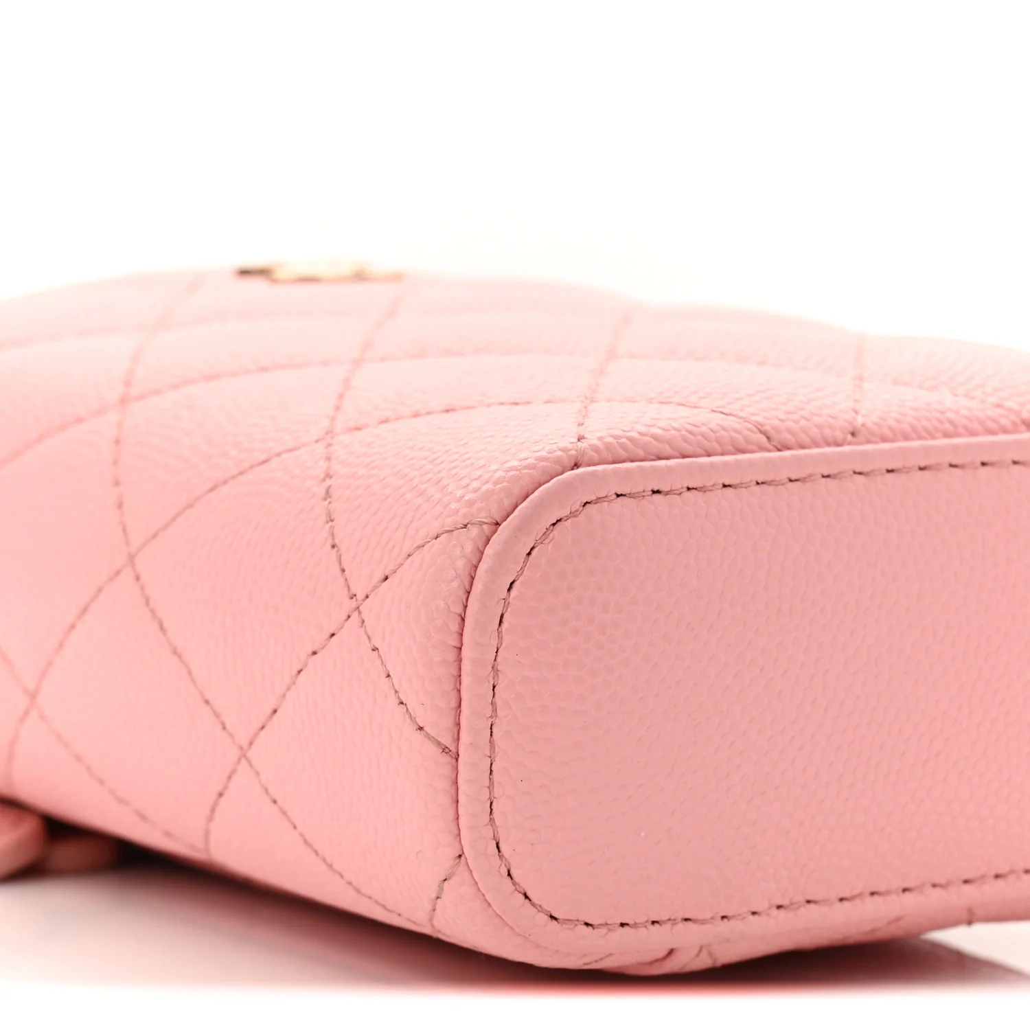 Caviar Quilted Small Vertical Coco Beauty Vanity Case With Chain Light Pink - Image 9
