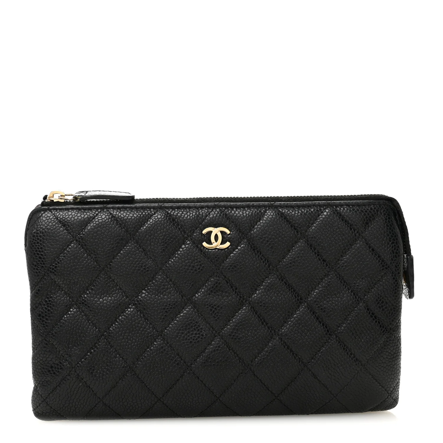 Caviar Quilted Small Zipped Clutch Black