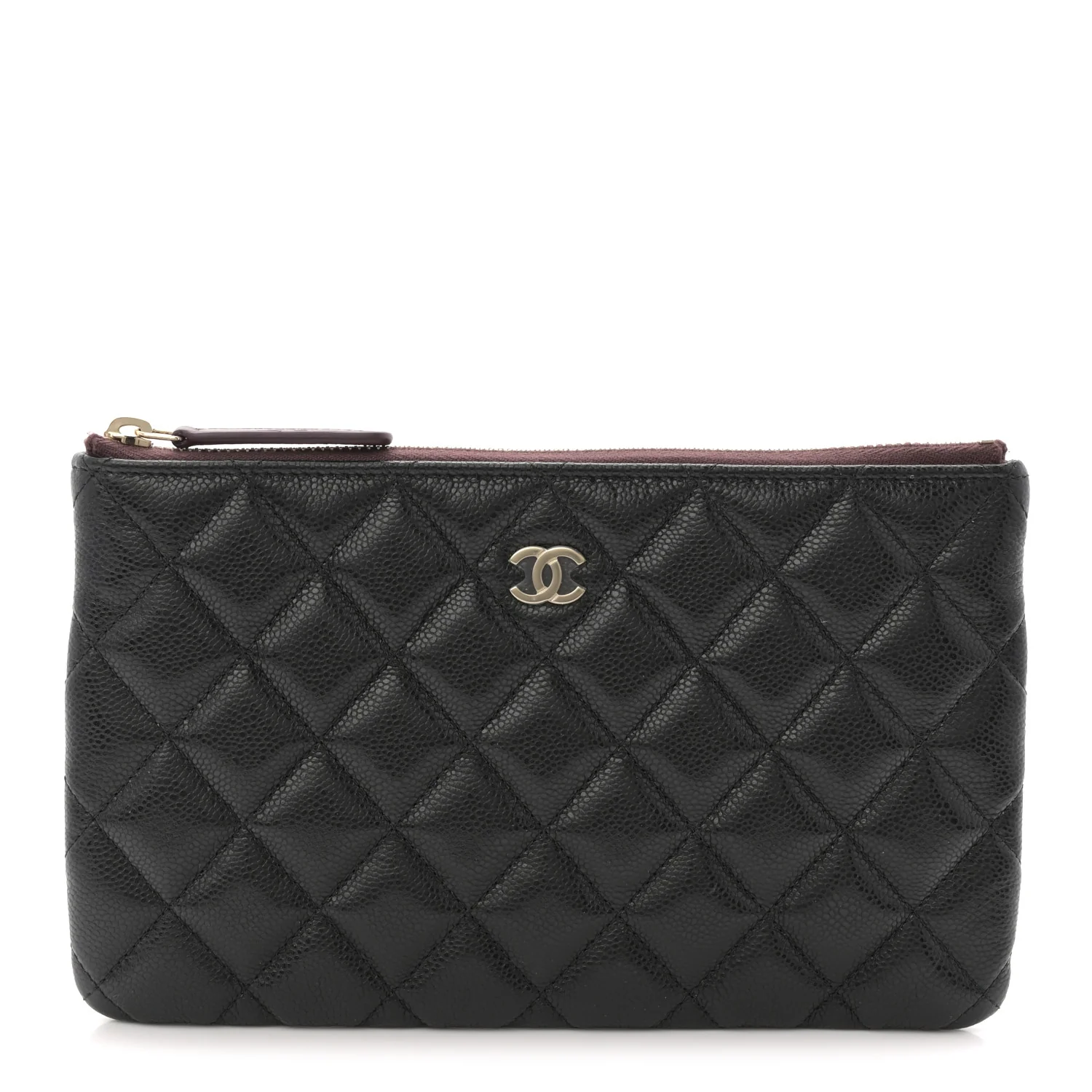 Caviar Quilted Small Zipped Pouch Black