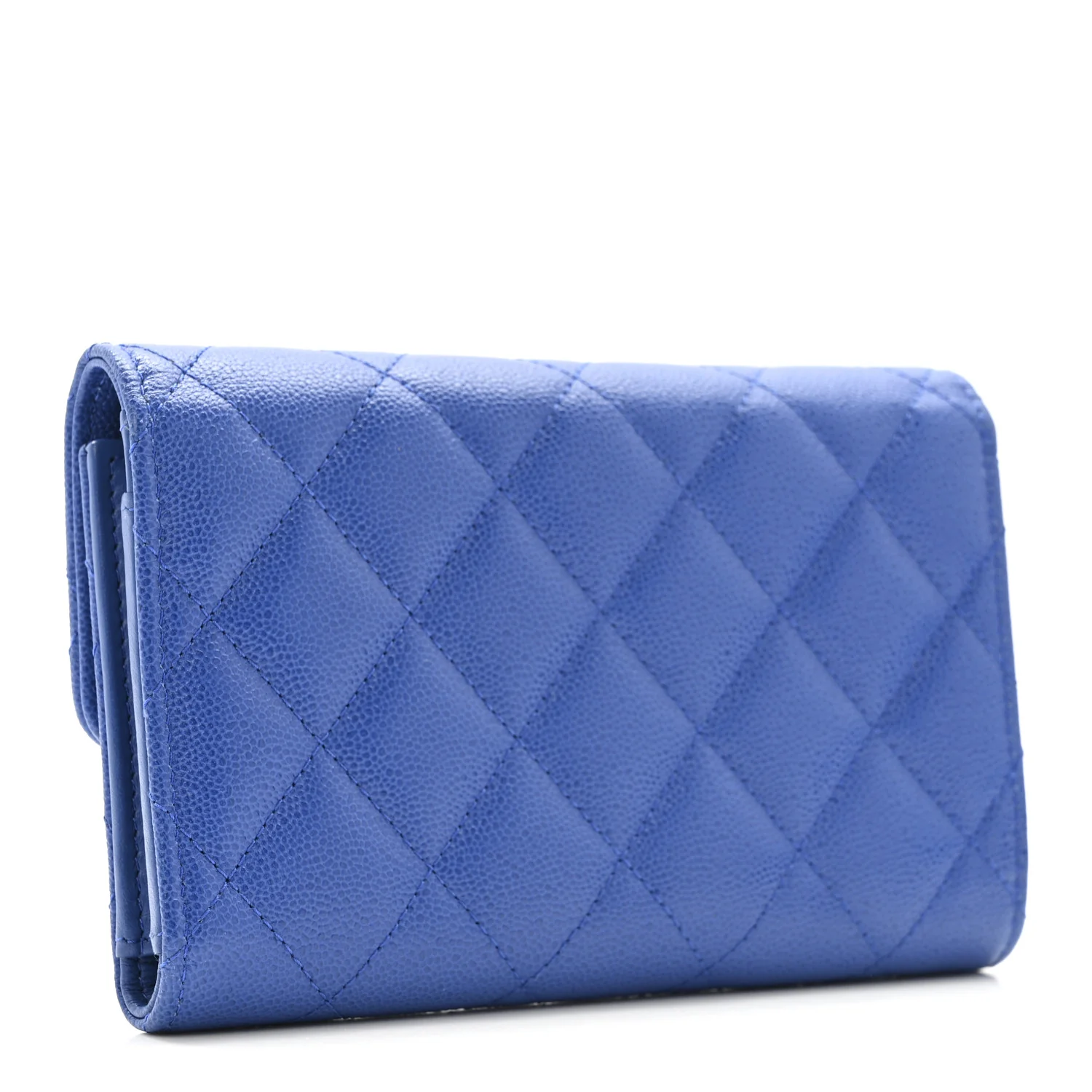 Caviar Quilted Studded CC Medium Flap Wallet Blue - Image 3