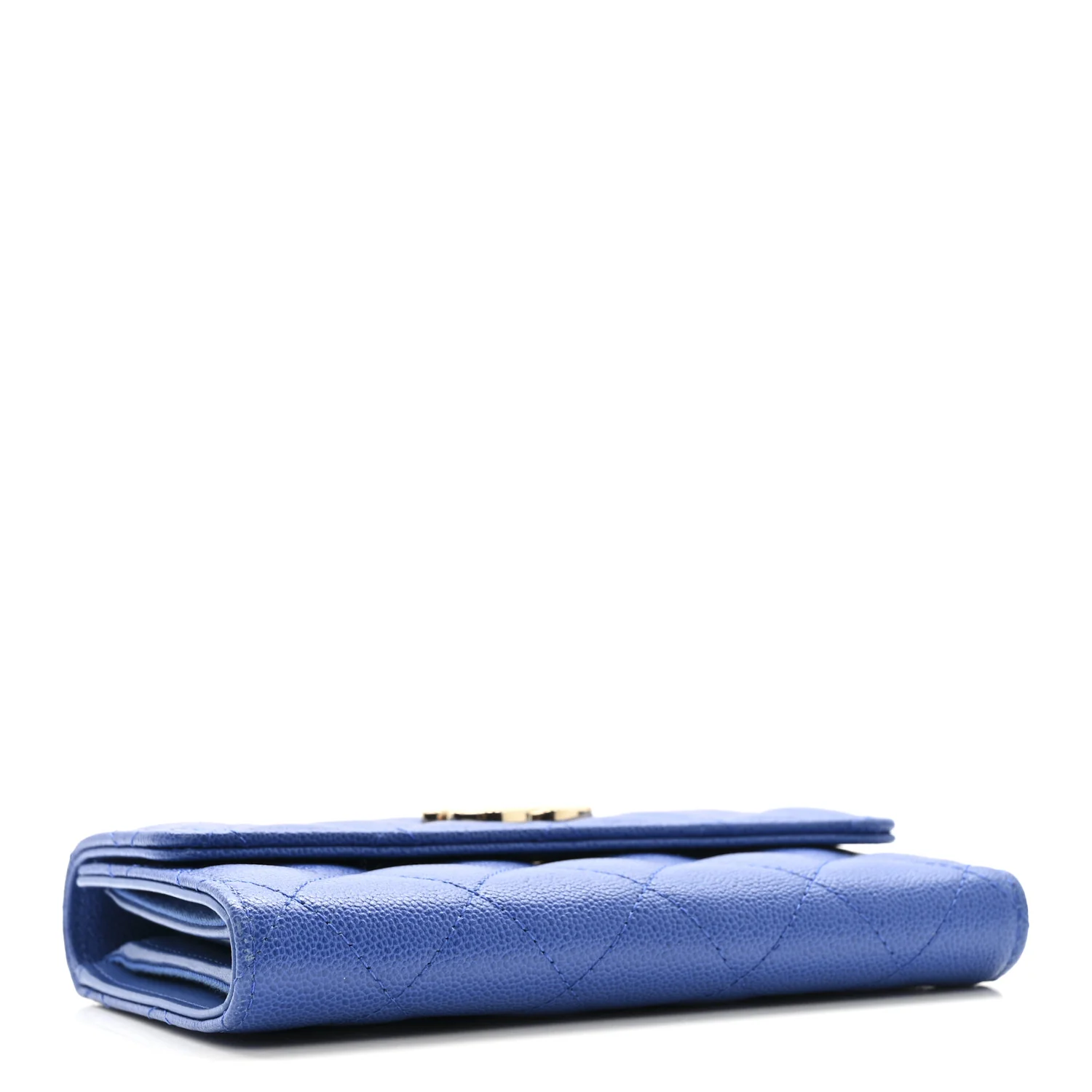 Caviar Quilted Studded CC Medium Flap Wallet Blue - Image 4