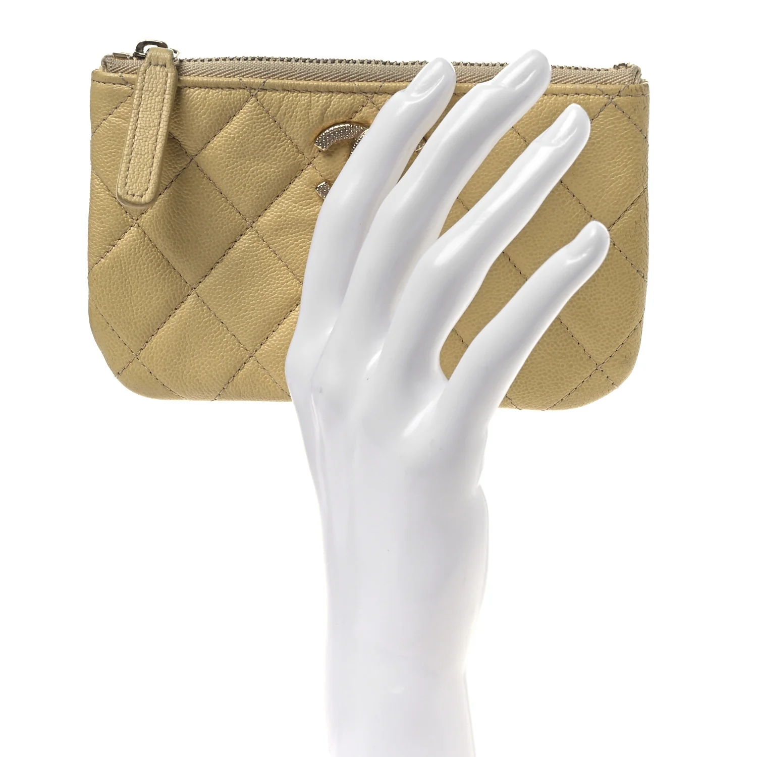 Caviar Quilted Studded CC Small Pouch Yellow - Image 2