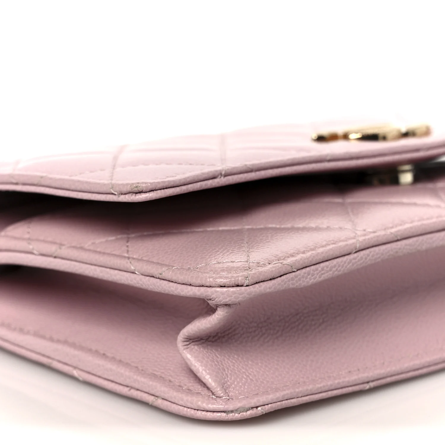 Caviar Quilted Studded CC Wallet on Chain WOC Light Pink - Image 10