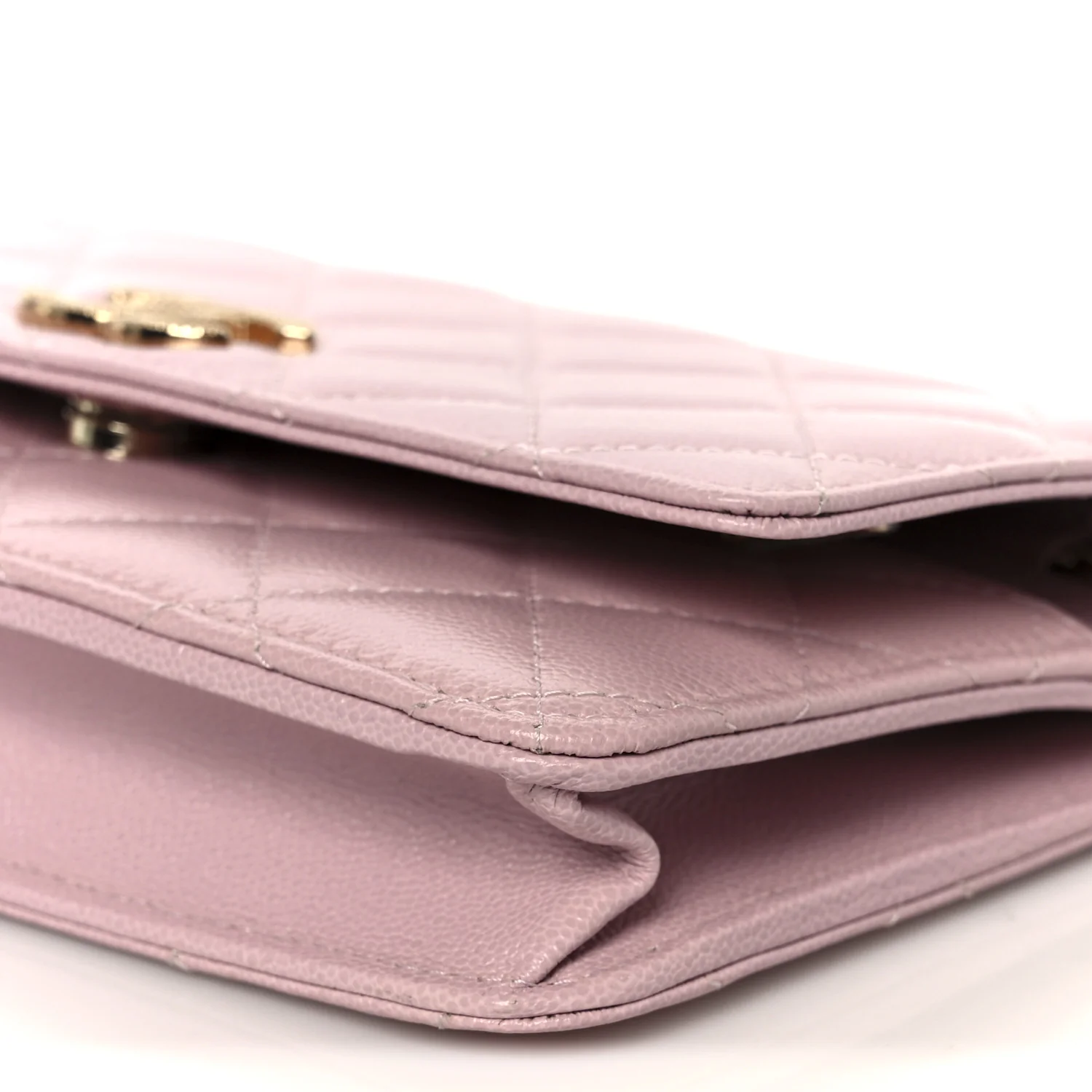 Caviar Quilted Studded CC Wallet on Chain WOC Light Pink - Image 11