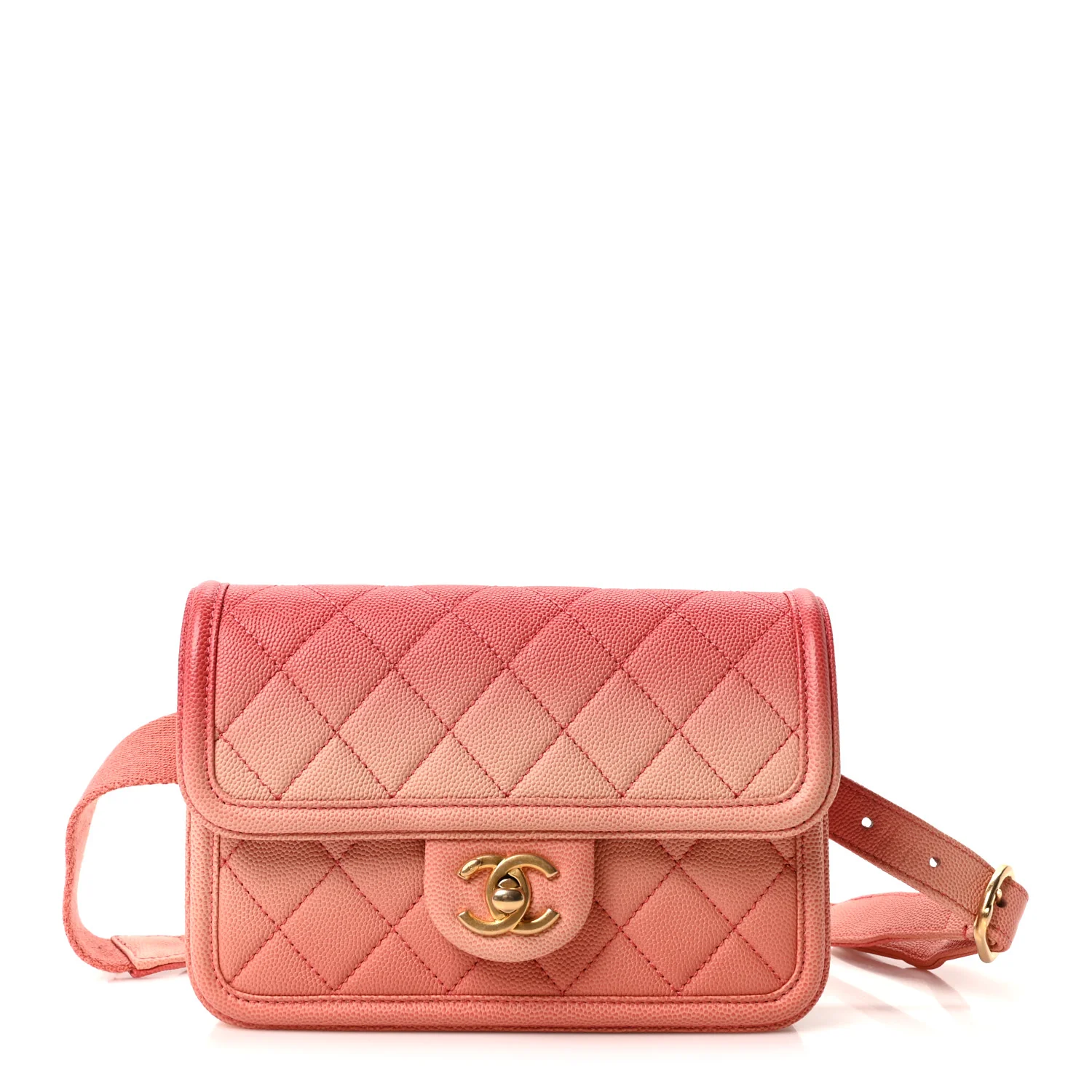 Caviar Quilted Sunset On The Sea Waist Bag Coral