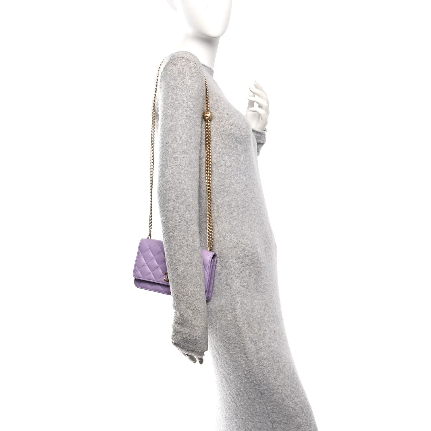 Caviar Quilted Sweetheart Wallet On Chain WOC Light Purple - Image 2