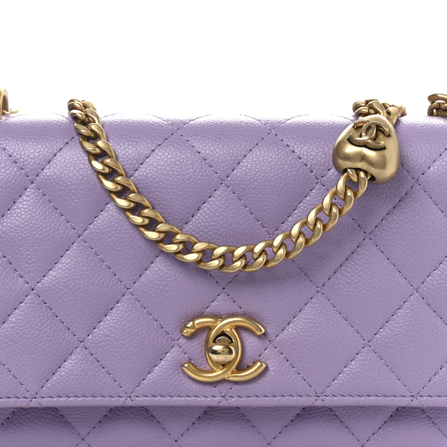 Caviar Quilted Sweetheart Wallet On Chain WOC Light Purple - Image 9