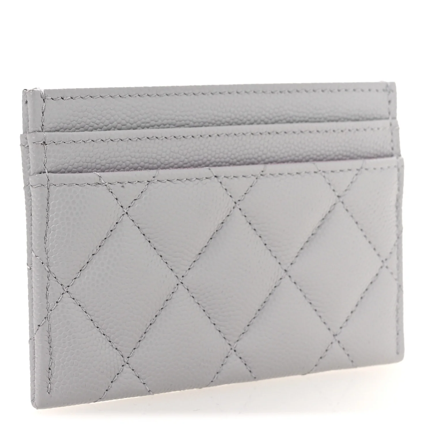 Caviar Quilted Textured CC Card Holder Grey - Image 3