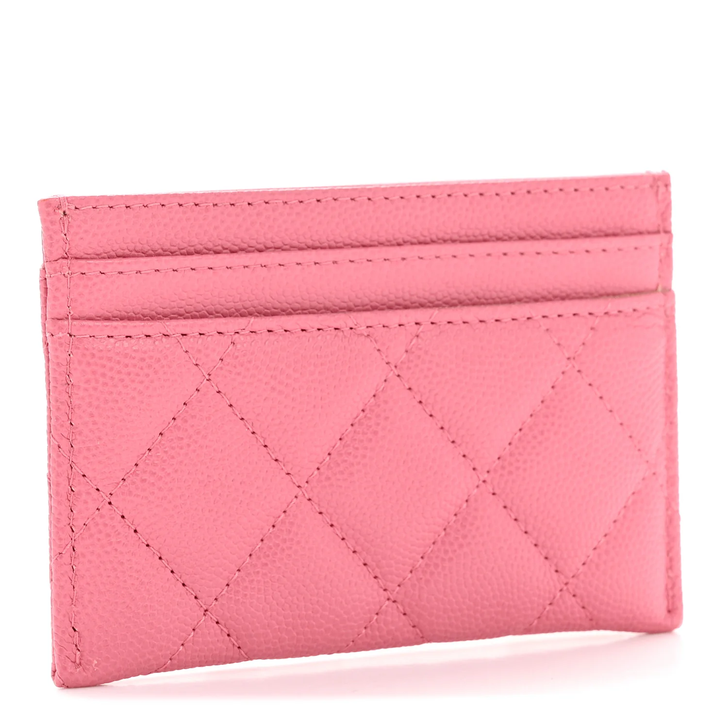Caviar Quilted Textured CC Card Holder Pink - Image 6