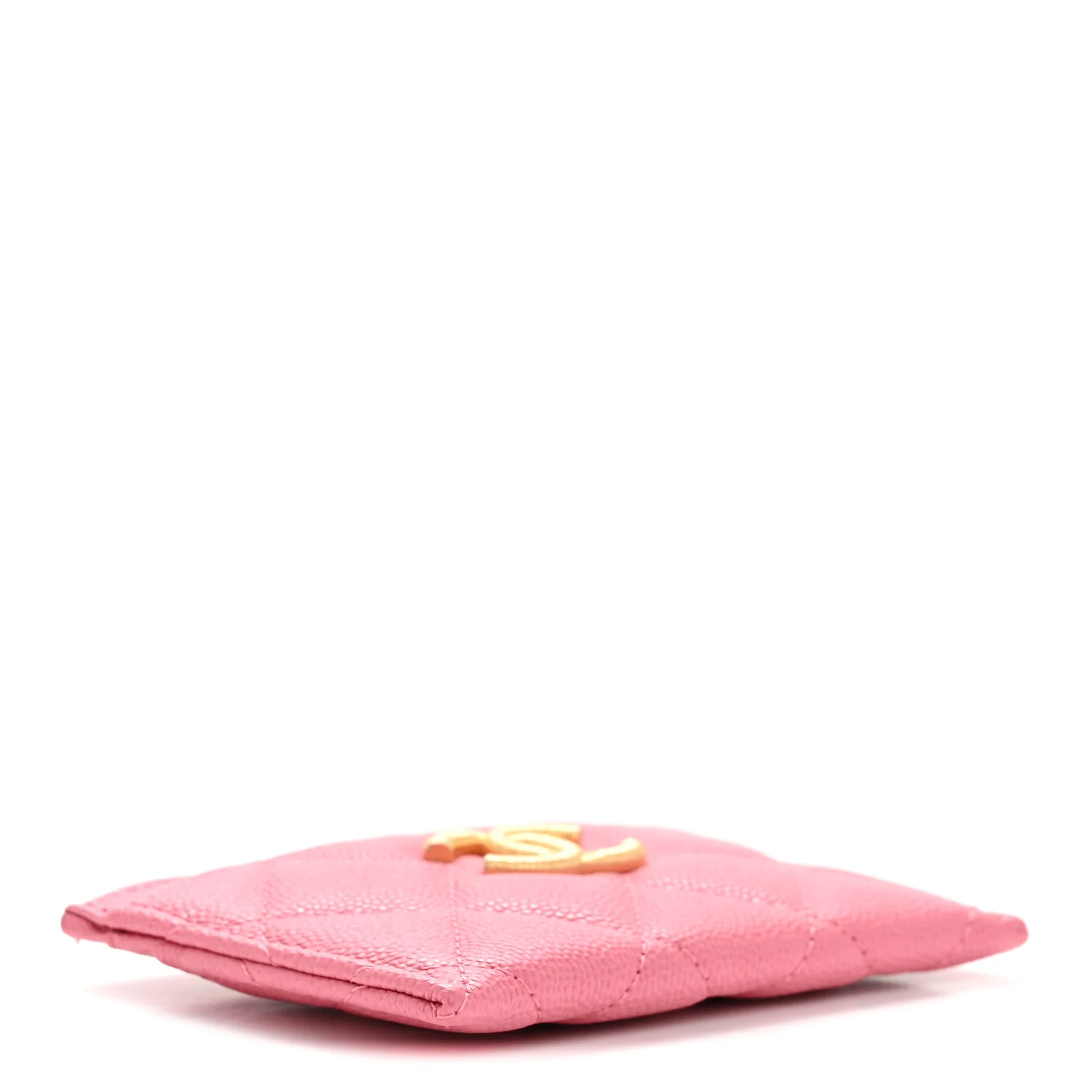 Caviar Quilted Textured CC Card Holder Pink - Image 7