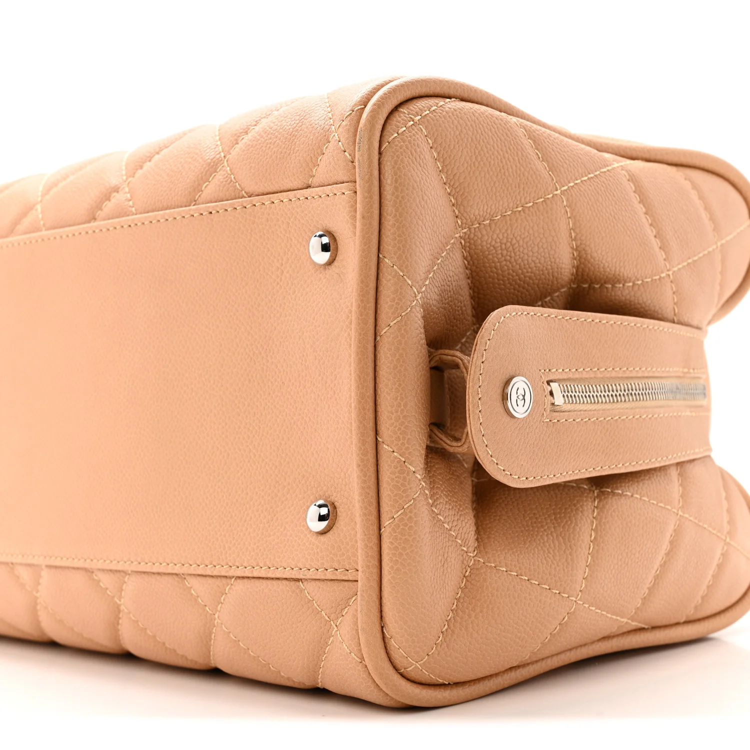 Caviar Quilted Timeless Bowler Beige - Image 10