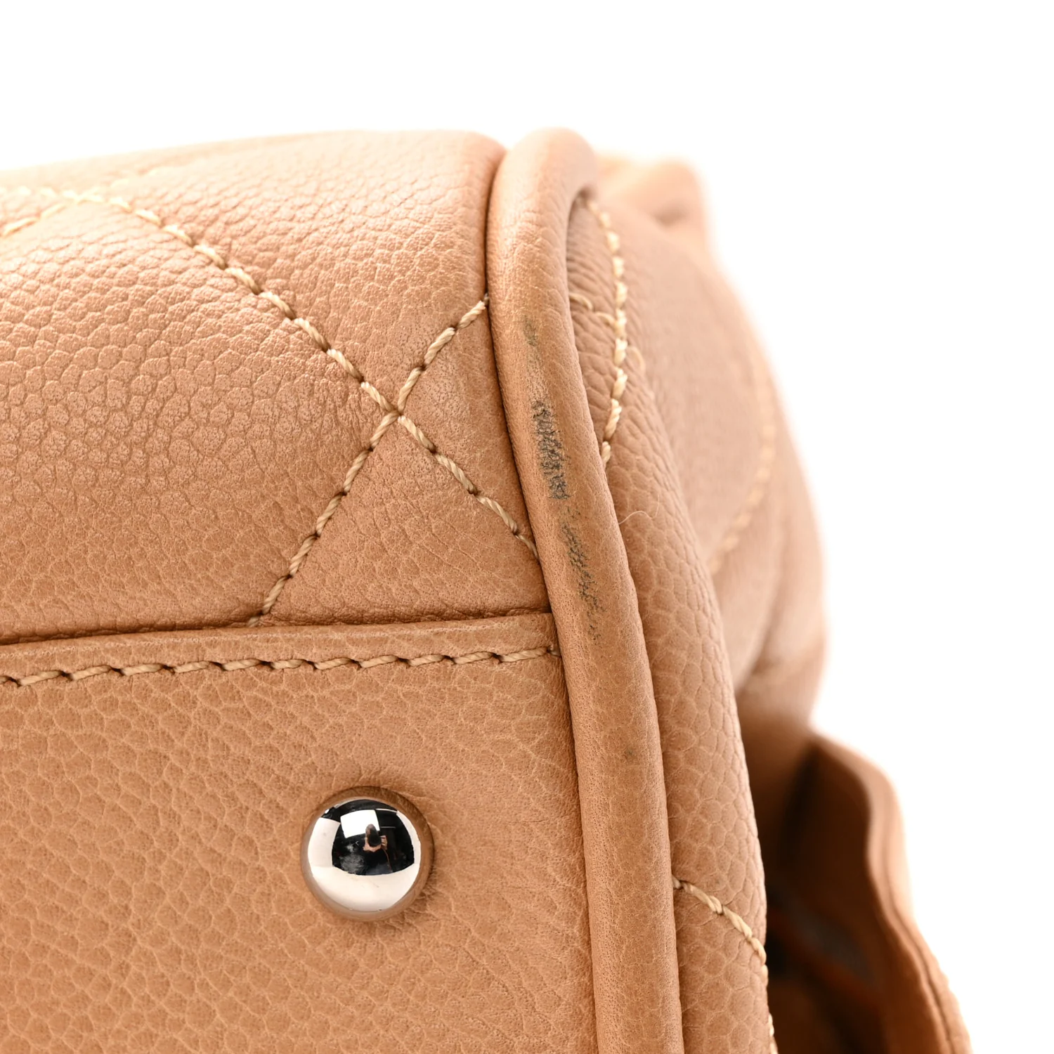 Caviar Quilted Timeless Bowler Beige - Image 11
