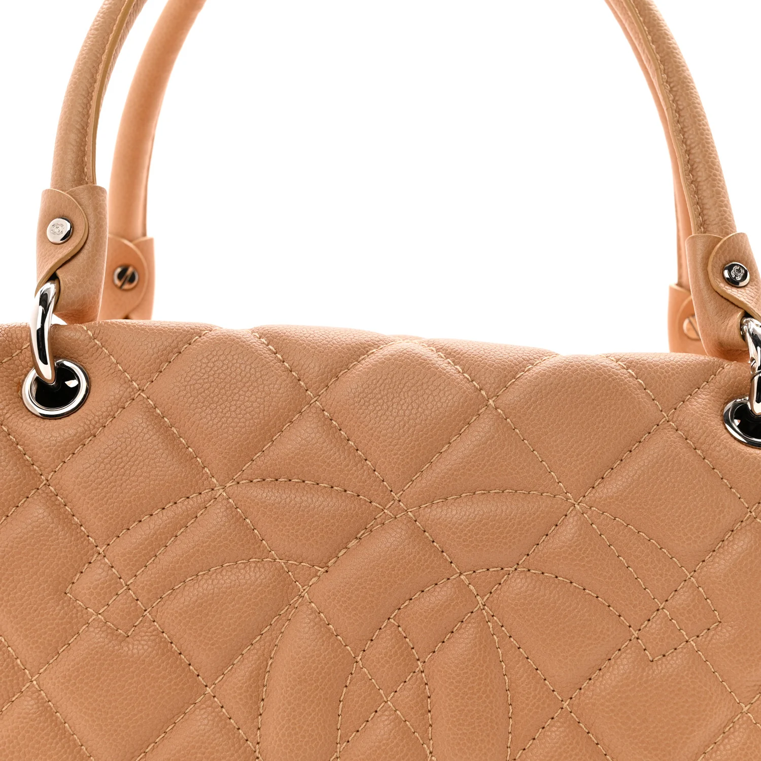 Caviar Quilted Timeless Bowler Beige - Image 8