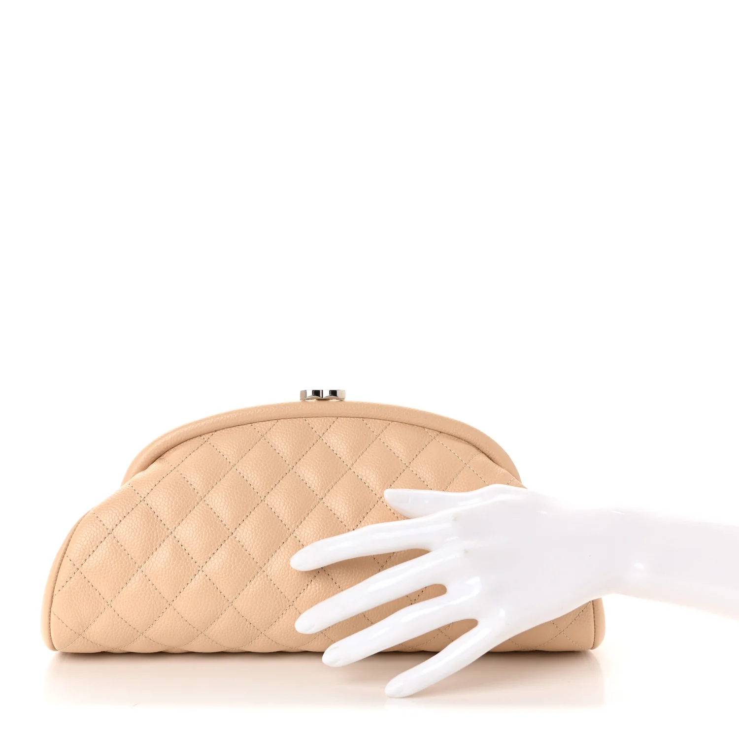 Caviar Quilted Timeless Clutch Light Beige - Image 2
