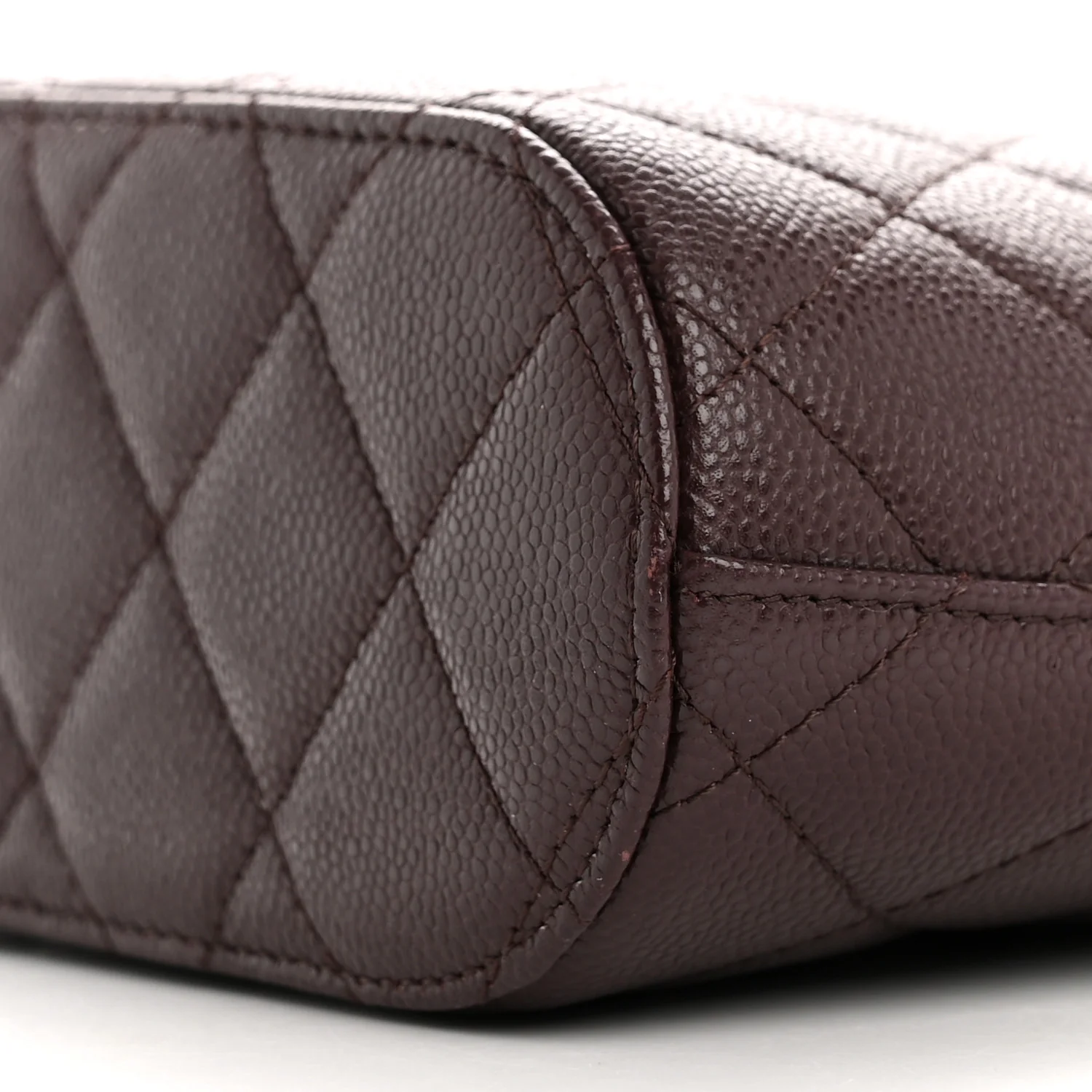 Caviar Quilted Top Handle Clutch With Chain Dark Brown - Image 10