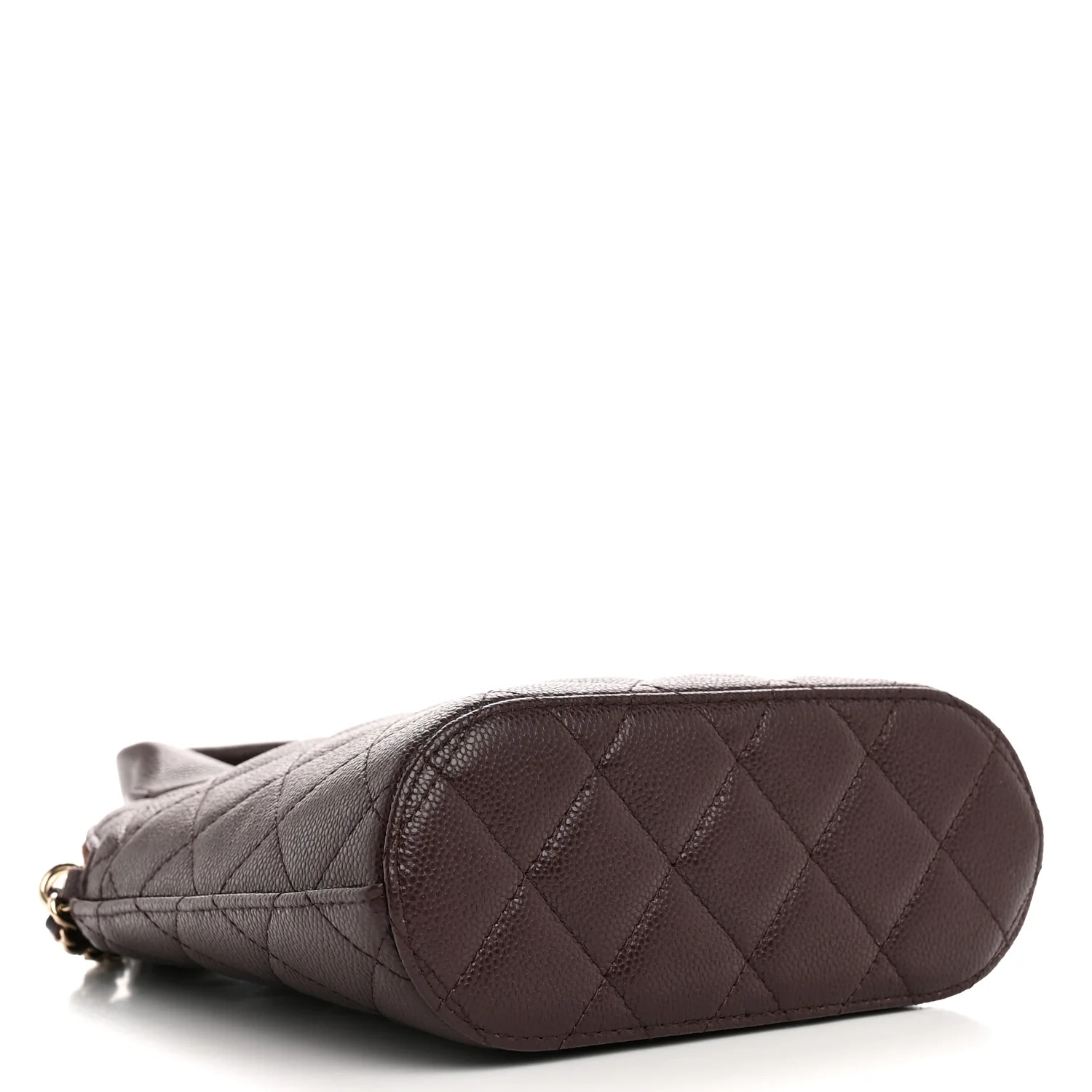 Caviar Quilted Top Handle Clutch With Chain Dark Brown - Image 4