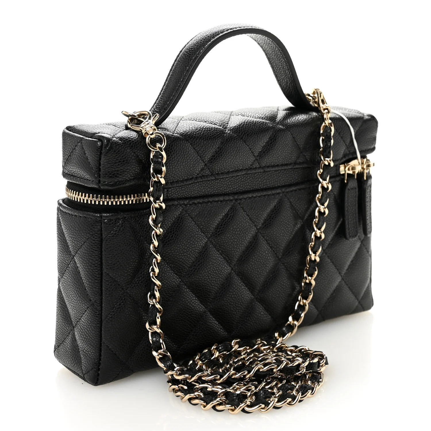 Caviar Quilted Top Handle Slim Vanity With Chain Black - Image 3