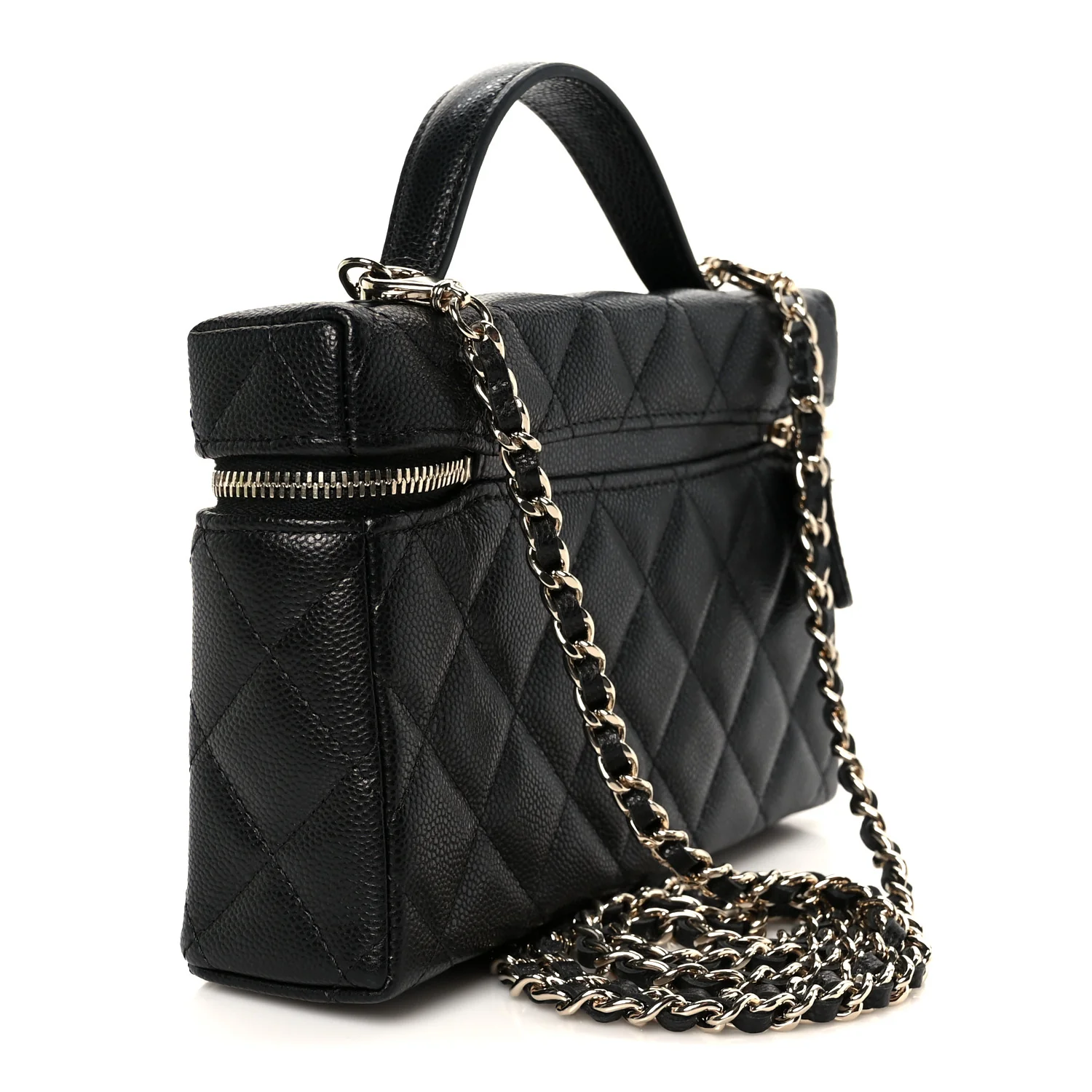 Caviar Quilted Top Handle Slim Vanity With Chain Black - Image 3
