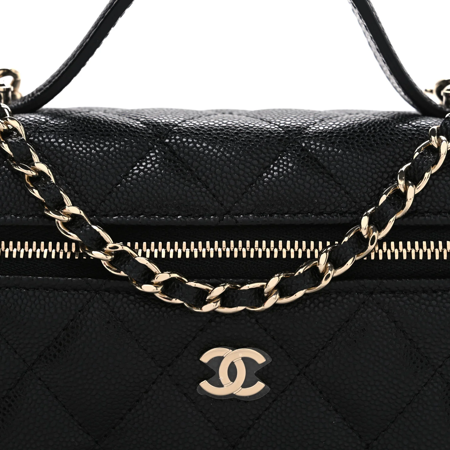 Caviar Quilted Top Handle Slim Vanity With Chain Black - Image 8
