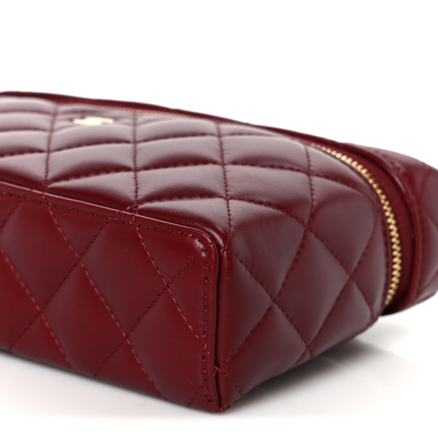 Caviar Quilted Top Handle Slim Vanity With Chain Burgundy - Image 10
