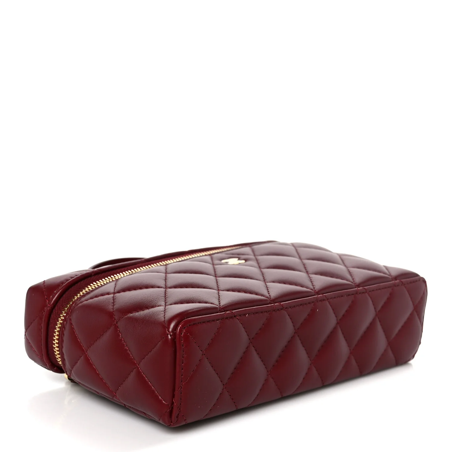 Caviar Quilted Top Handle Slim Vanity With Chain Burgundy - Image 4