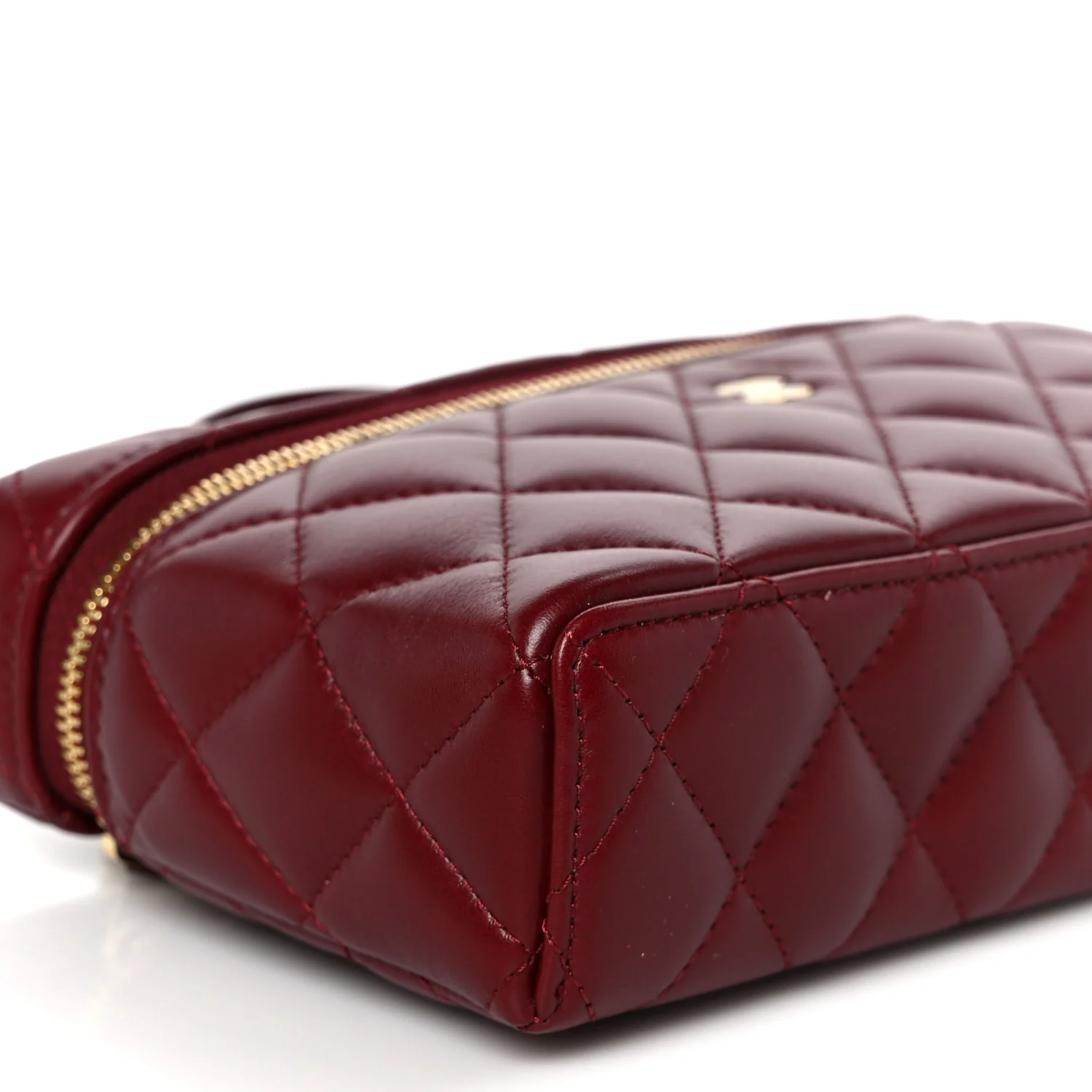 Caviar Quilted Top Handle Slim Vanity With Chain Burgundy - Image 9