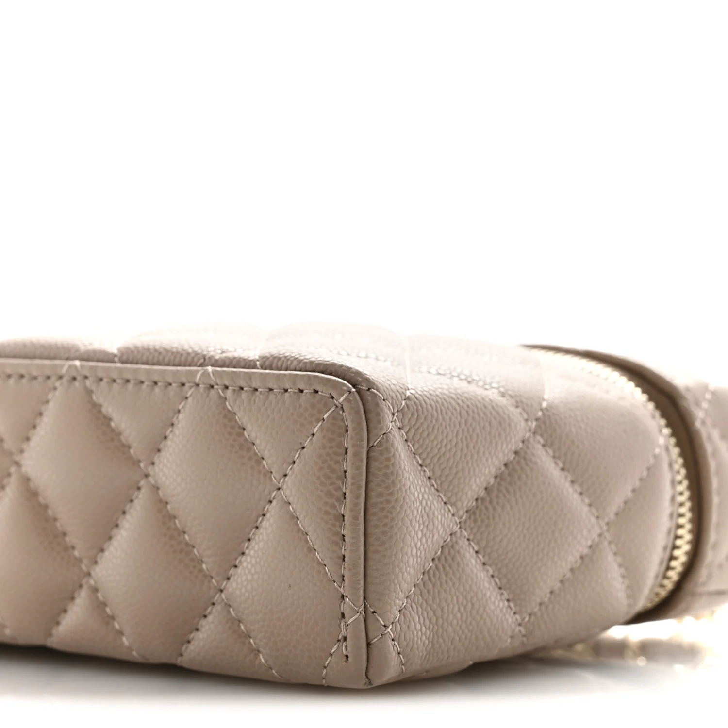 Caviar Quilted Top Handle Slim Vanity With Chain Dark Beige - Image 10