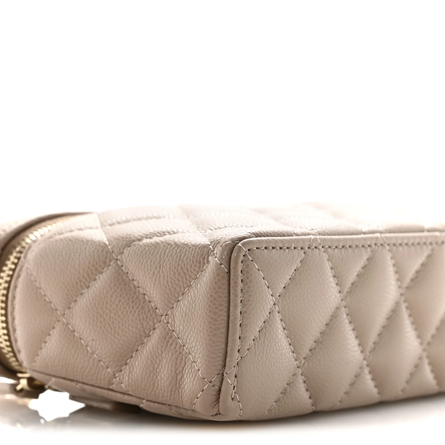 Caviar Quilted Top Handle Slim Vanity With Chain Dark Beige - Image 9