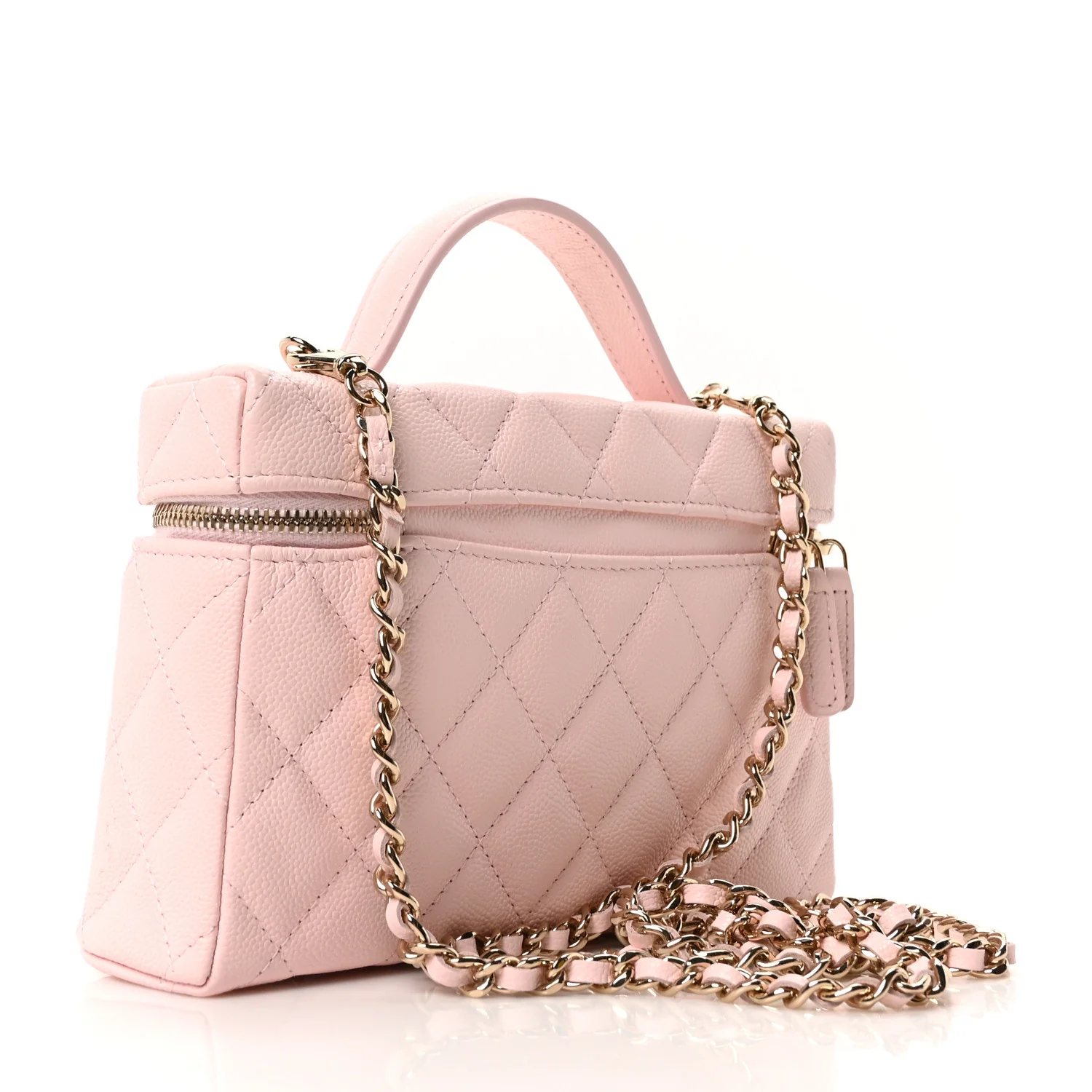 Caviar Quilted Top Handle Slim Vanity With Chain Light Pink - Image 3
