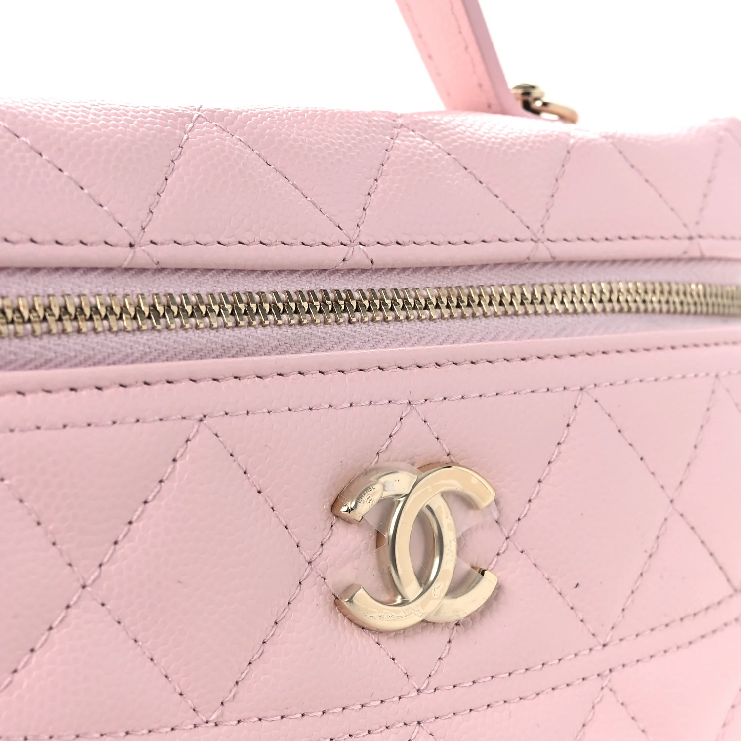 Caviar Quilted Top Handle Slim Vanity With Chain Light Pink - Image 12