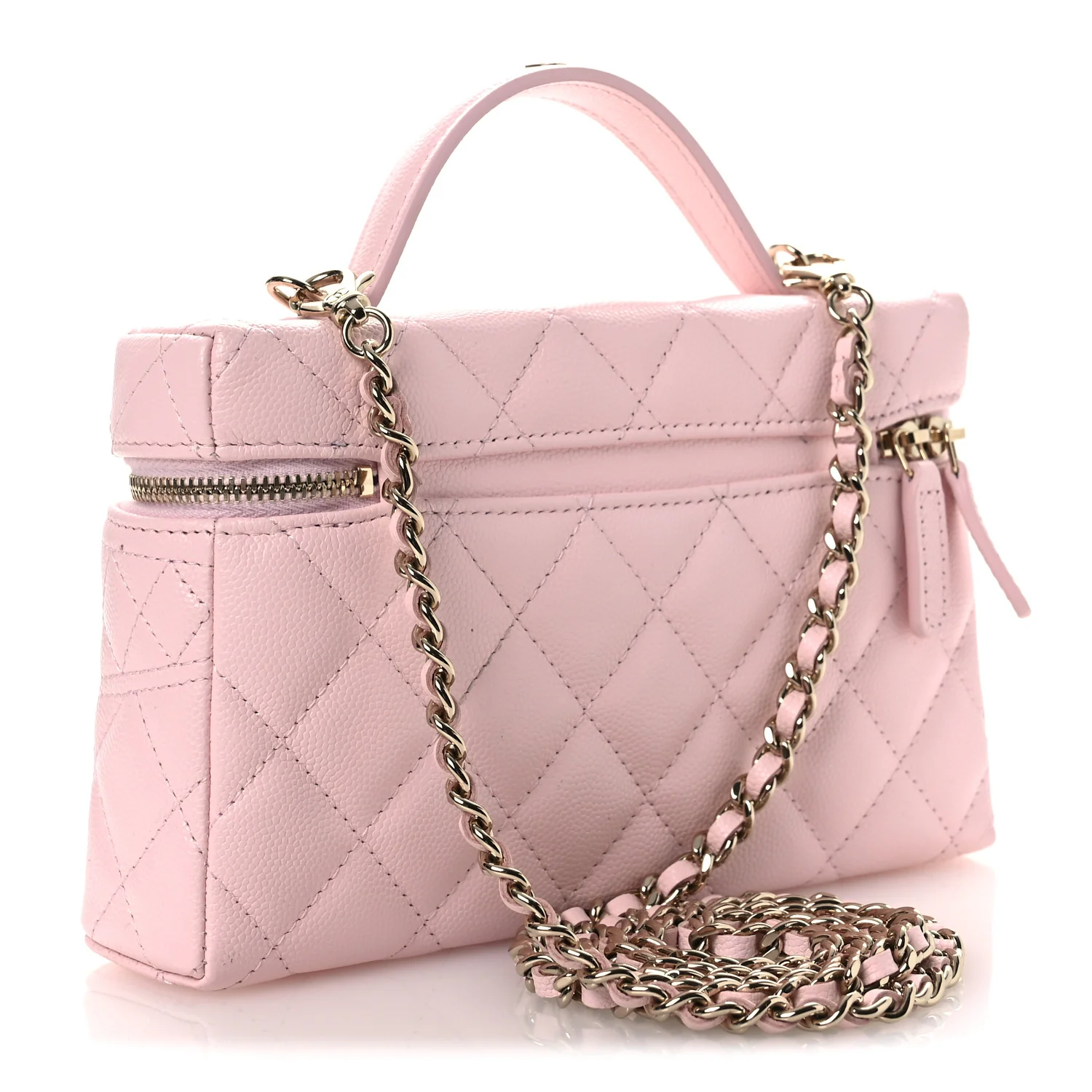 Caviar Quilted Top Handle Slim Vanity With Chain Light Pink - Image 3