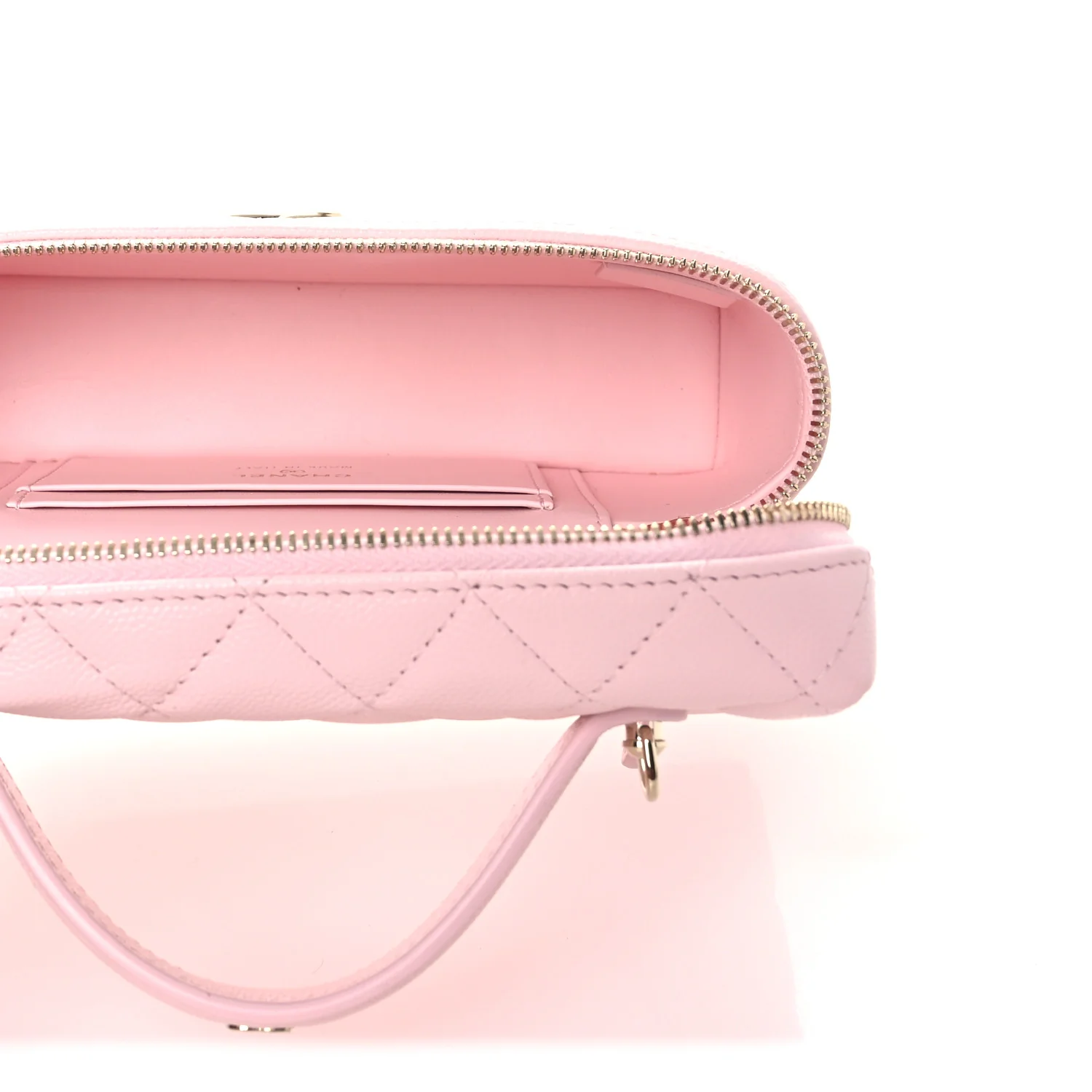 Caviar Quilted Top Handle Slim Vanity With Chain Light Pink - Image 5