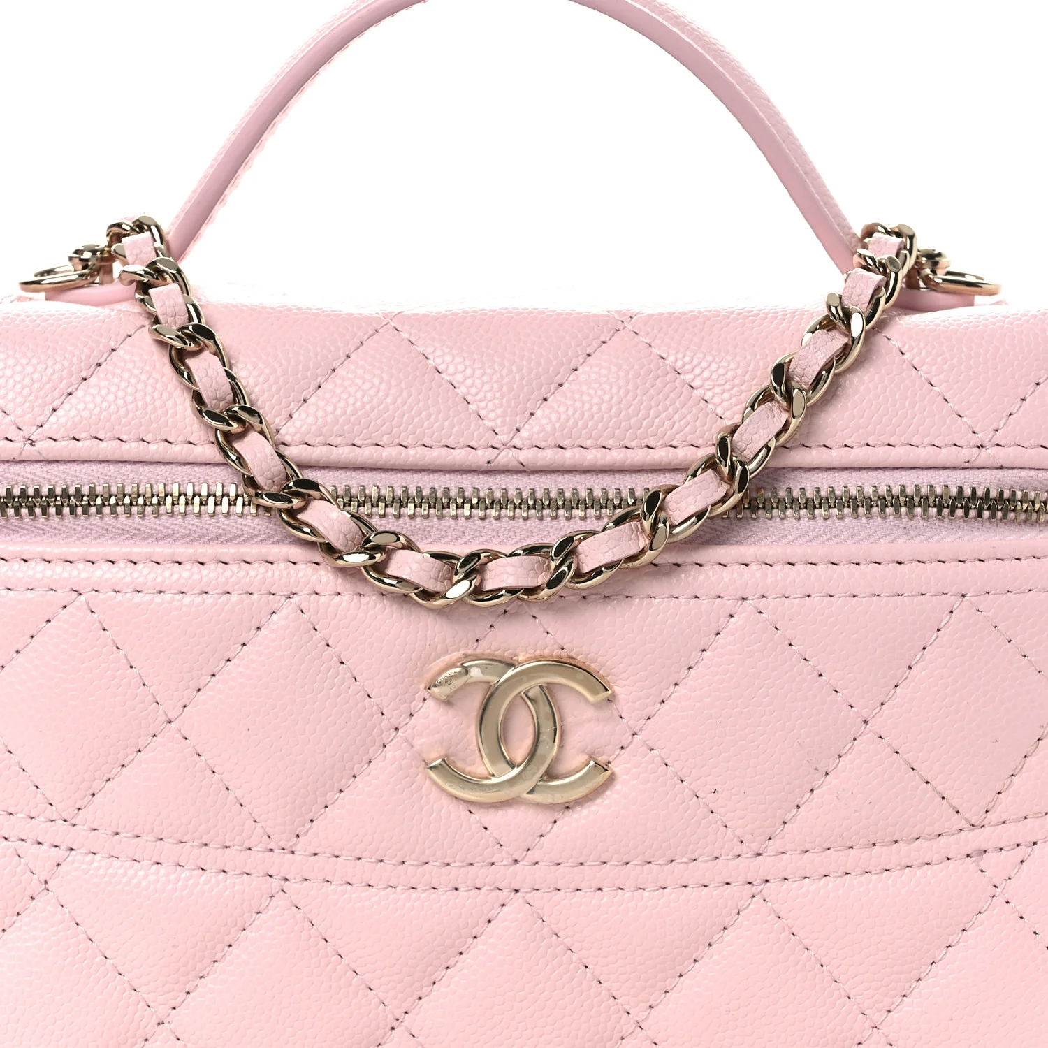 Caviar Quilted Top Handle Slim Vanity With Chain Light Pink - Image 8