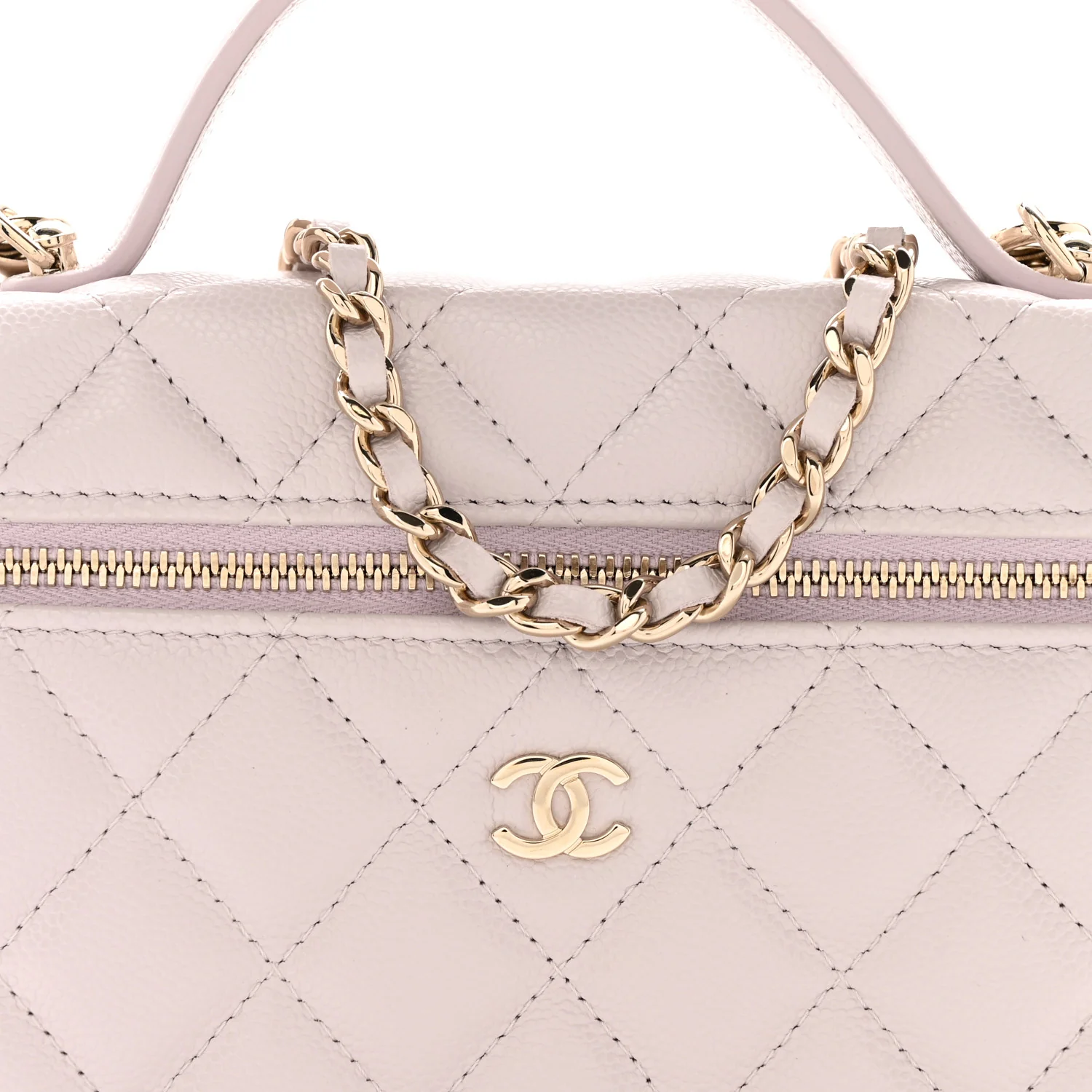 Caviar Quilted Top Handle Slim Vanity With Chain Light Purple - Image 8
