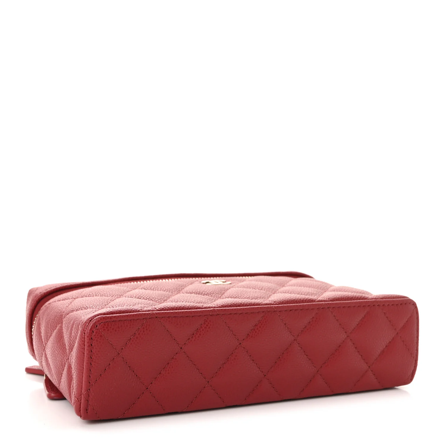 Caviar Quilted Top Handle Slim Vanity With Chain Red - Image 4