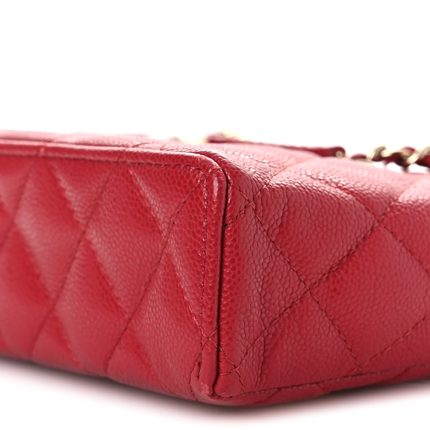 Caviar Quilted Top Handle Slim Vanity With Chain Red - Image 10