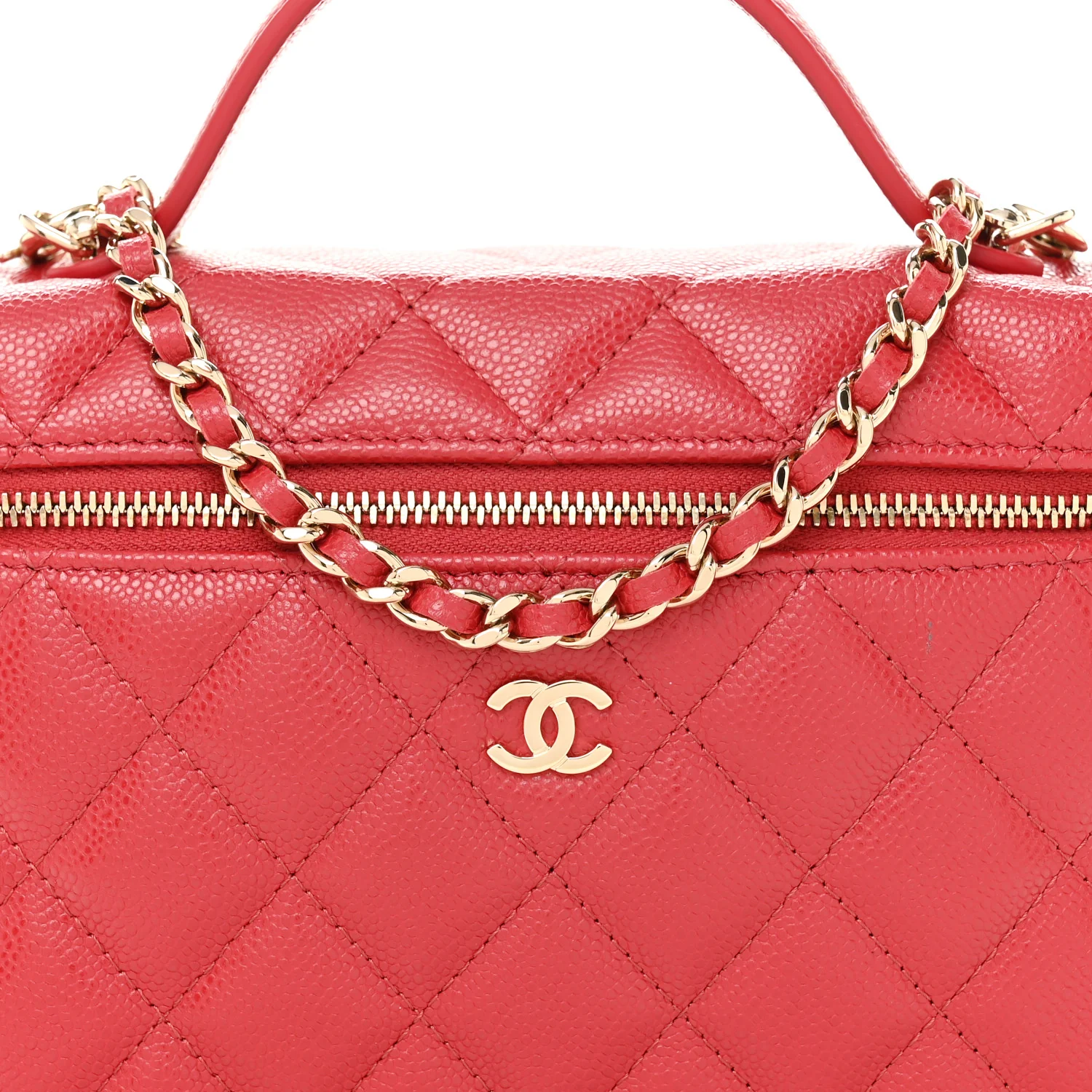 Caviar Quilted Top Handle Slim Vanity With Chain Red - Image 8