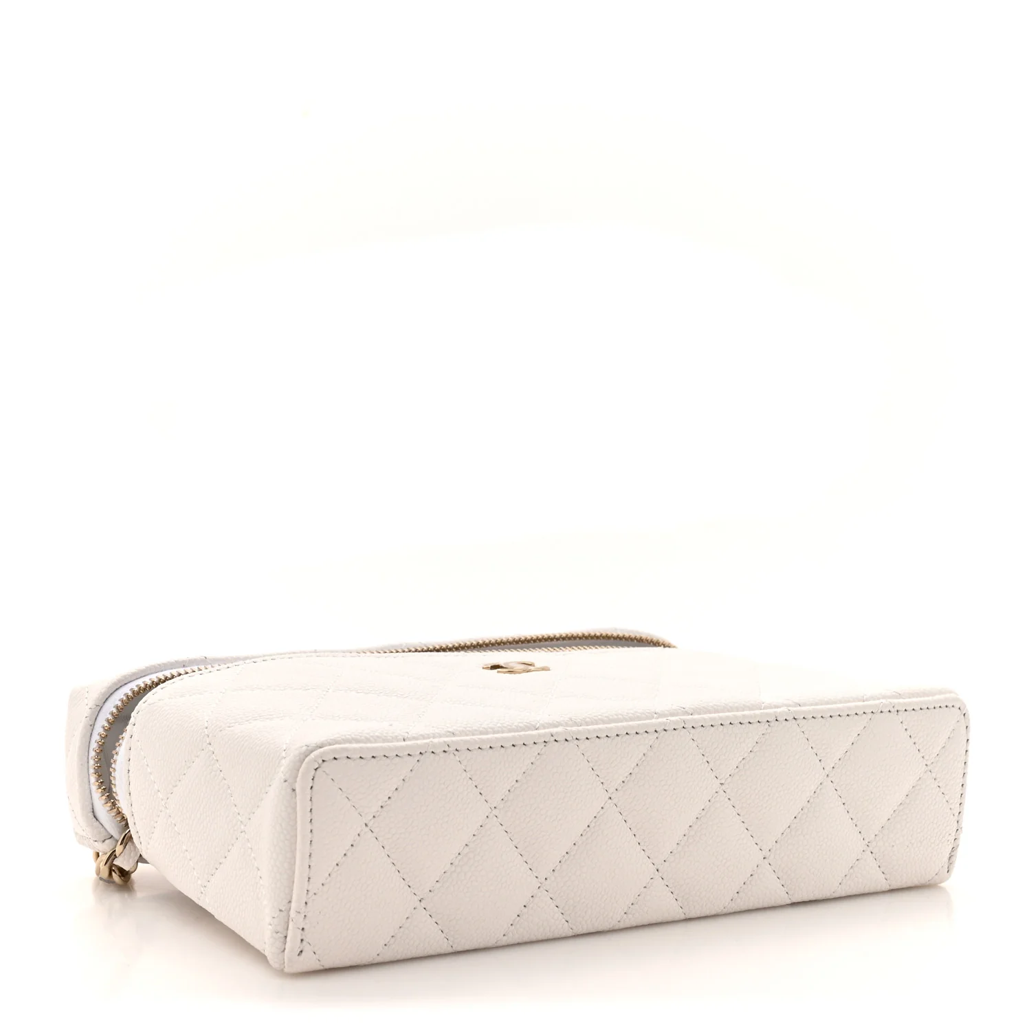 Caviar Quilted Top Handle Slim Vanity With Chain White - Image 4