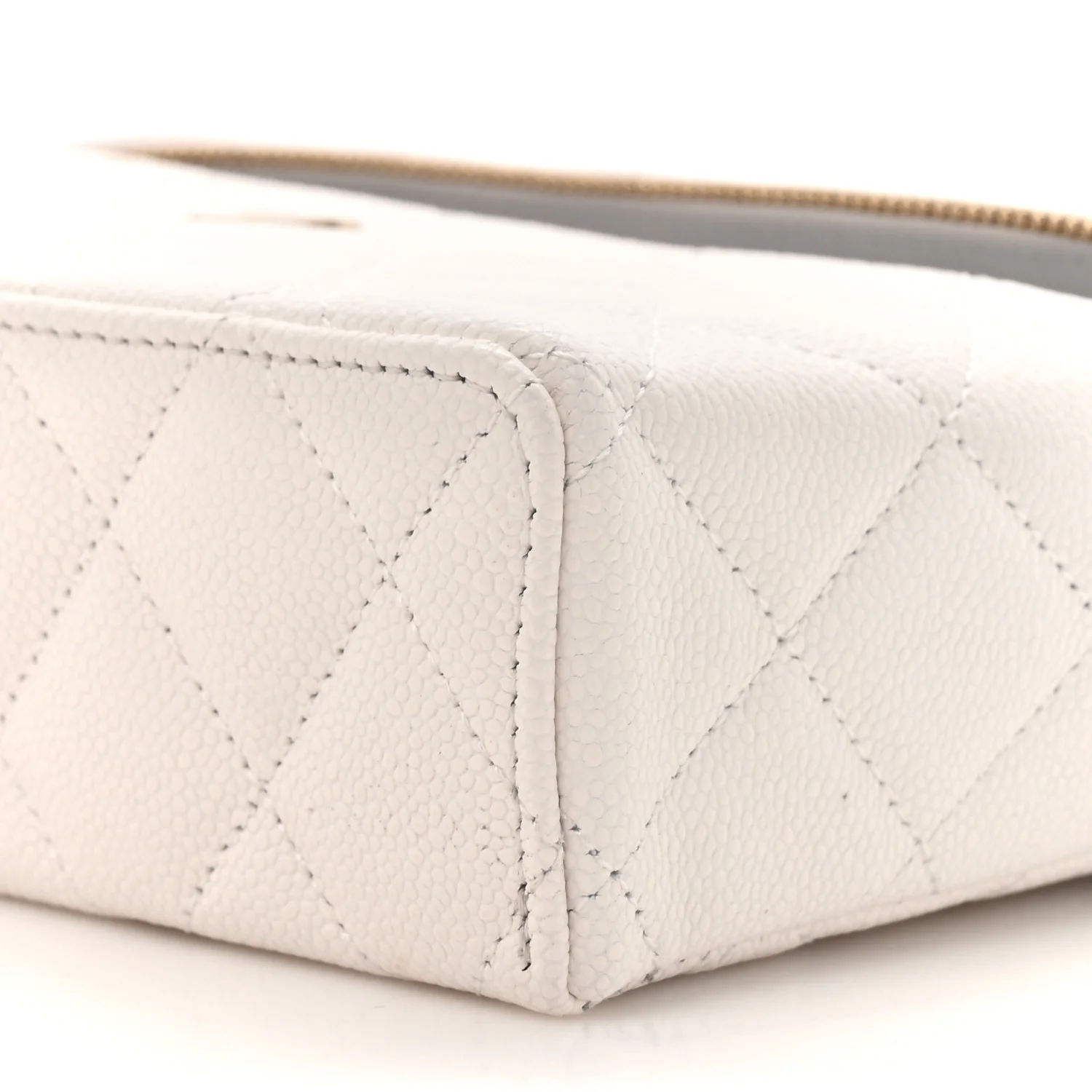 Caviar Quilted Top Handle Slim Vanity With Chain White - Image 9