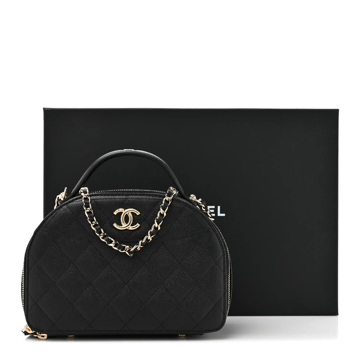 Caviar Quilted Top Handle Vanity Case Black - Image 11