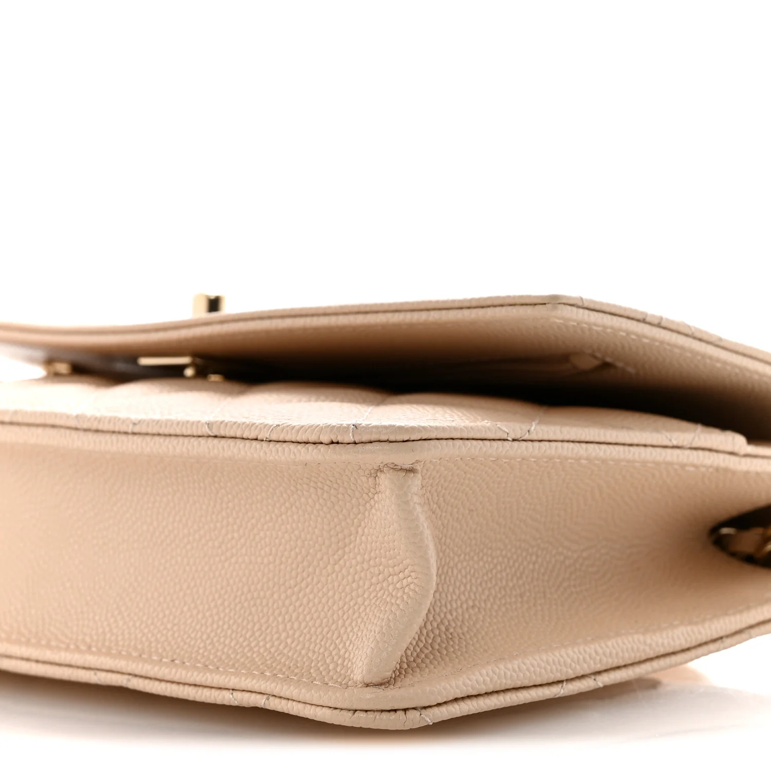 Caviar Quilted Trendy Handle Clutch With Chain Ecru - Image 10