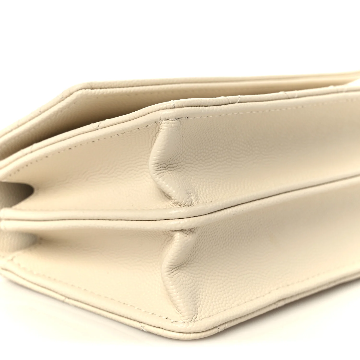 Caviar Quilted Trendy Handle Clutch With Chain Ecru - Image 10