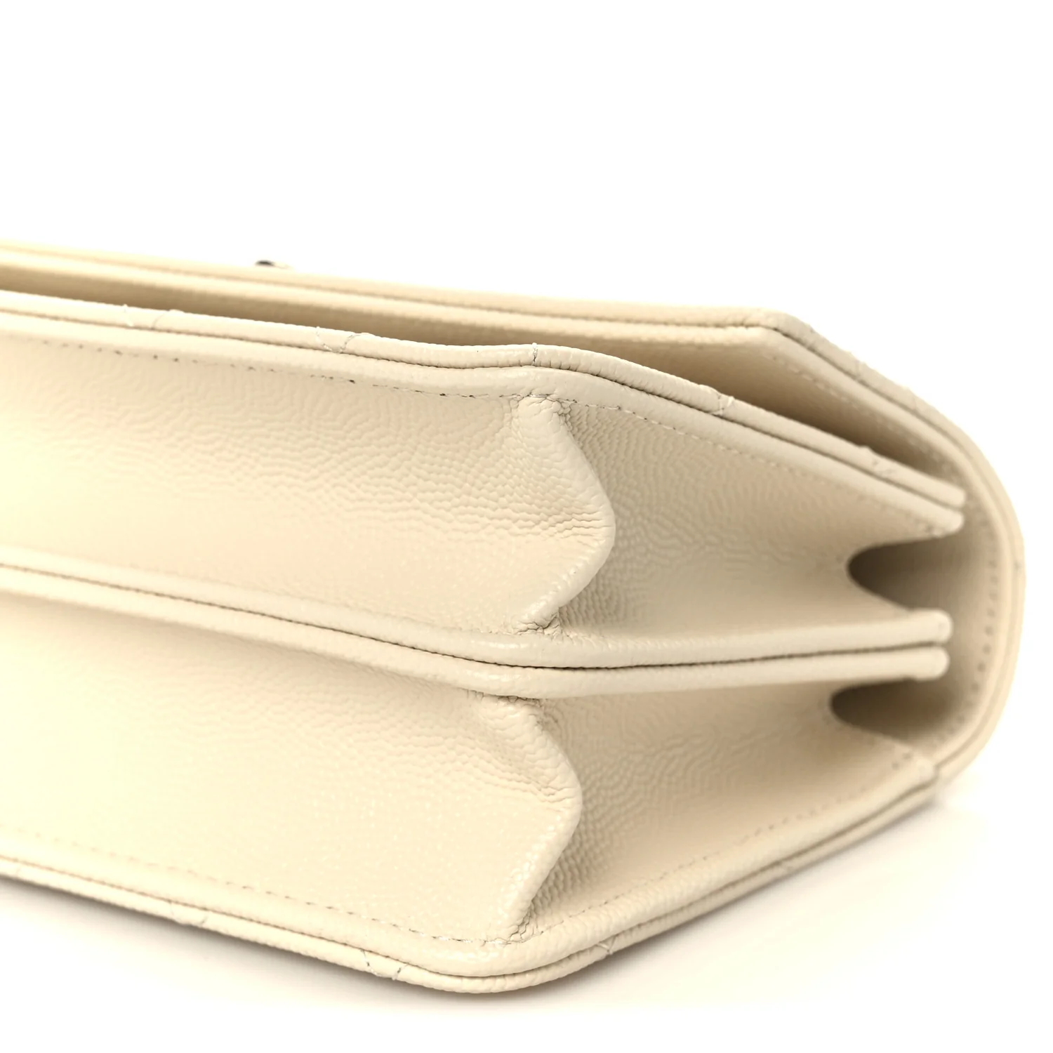 Caviar Quilted Trendy Handle Clutch With Chain Ecru - Image 11