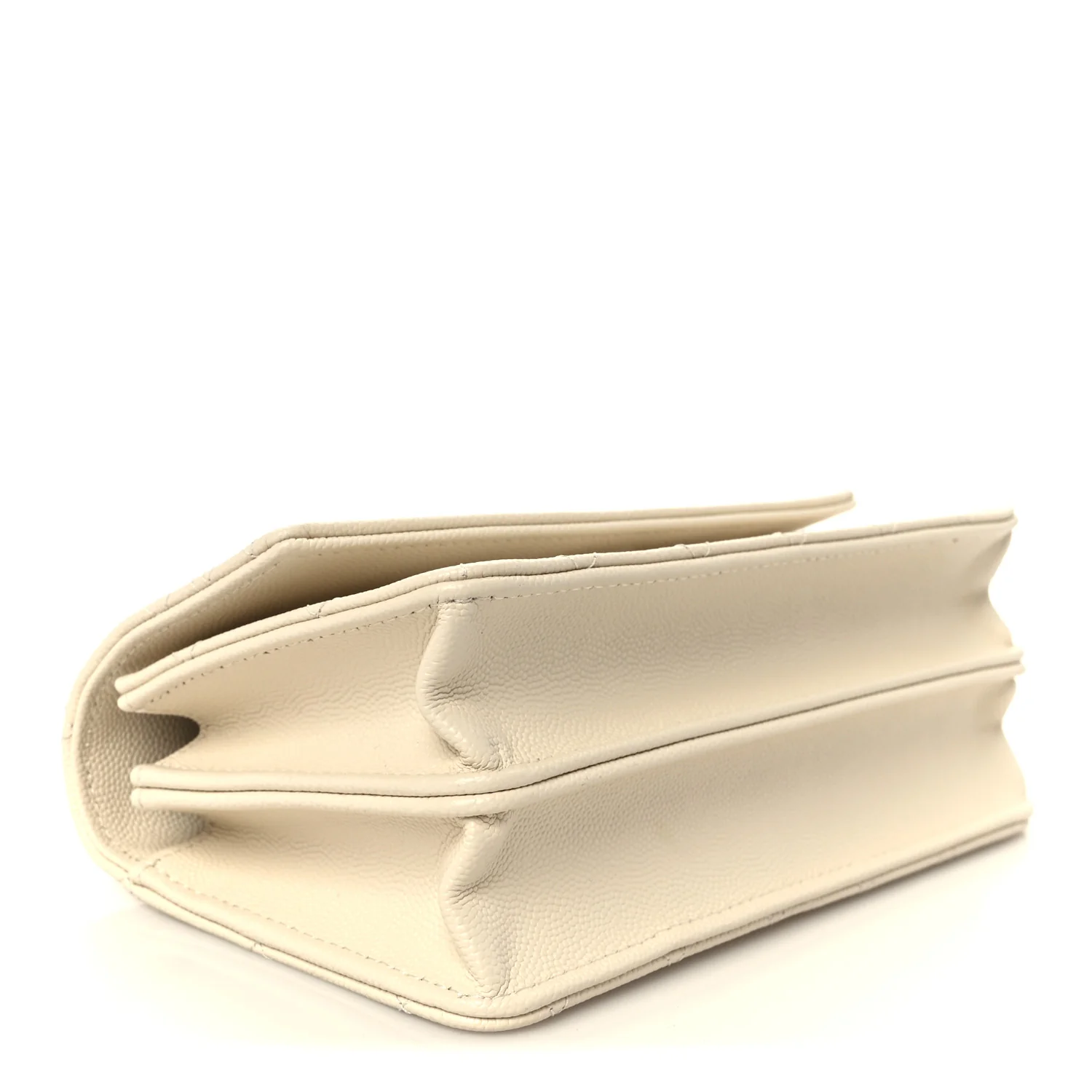 Caviar Quilted Trendy Handle Clutch With Chain Ecru - Image 4