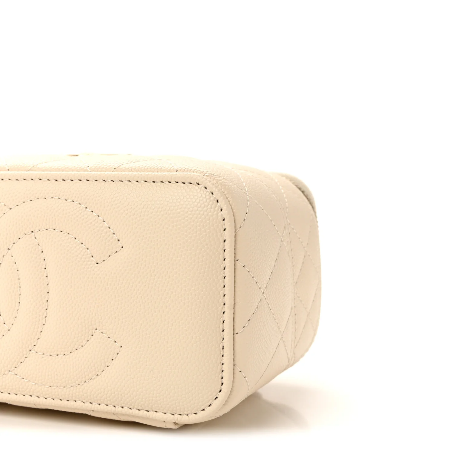 Caviar Quilted Trendy Handle Mini Vanity Ecru - Image 10