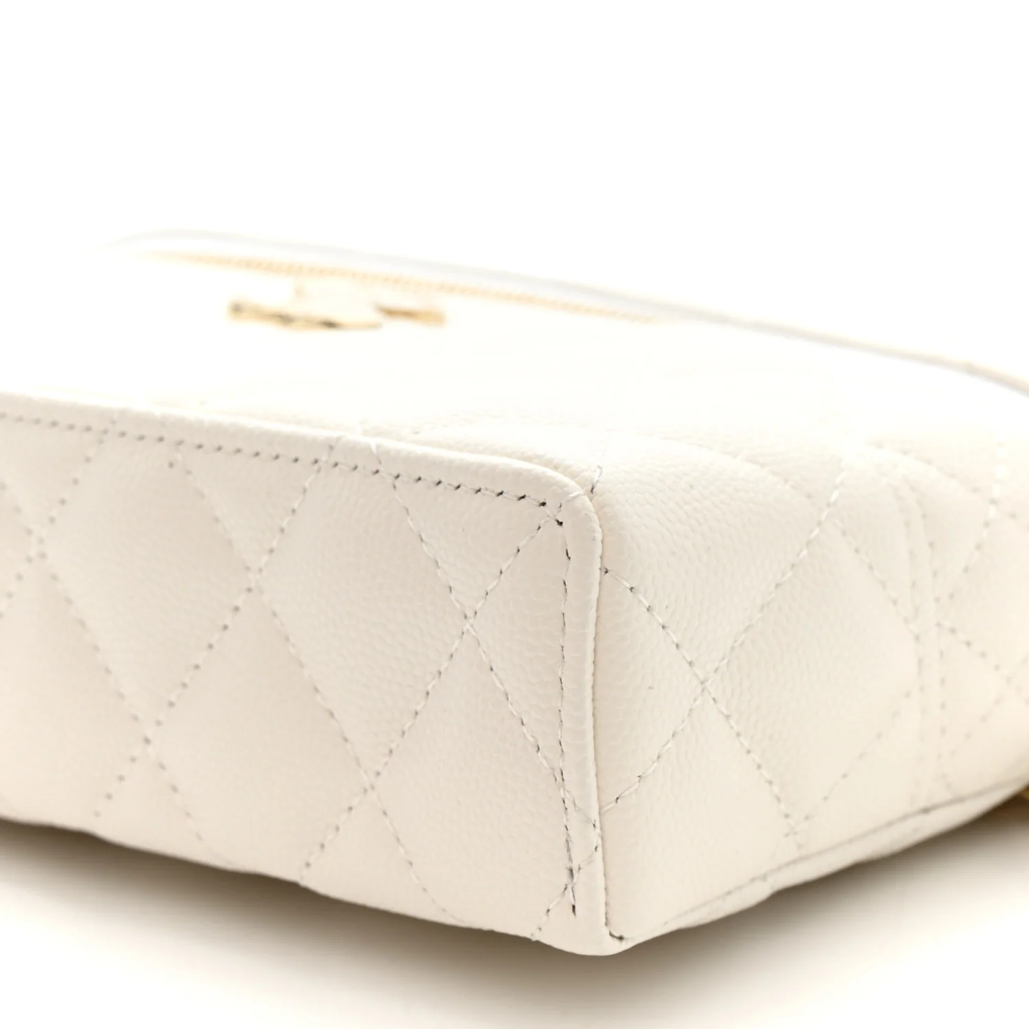 Caviar Quilted Trendy Handle Slim Vanity Ecru - Image 10