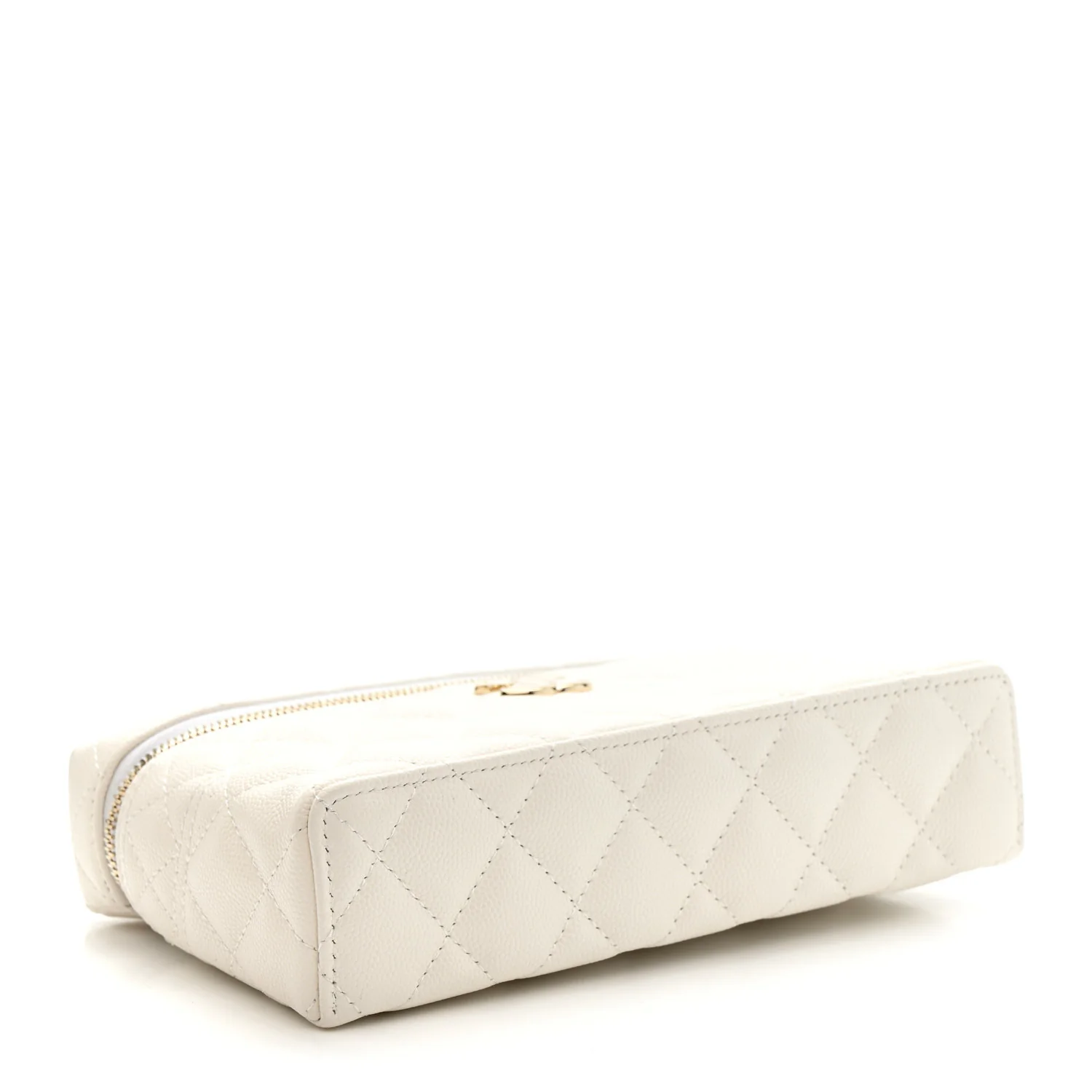 Caviar Quilted Trendy Handle Slim Vanity Ecru - Image 4