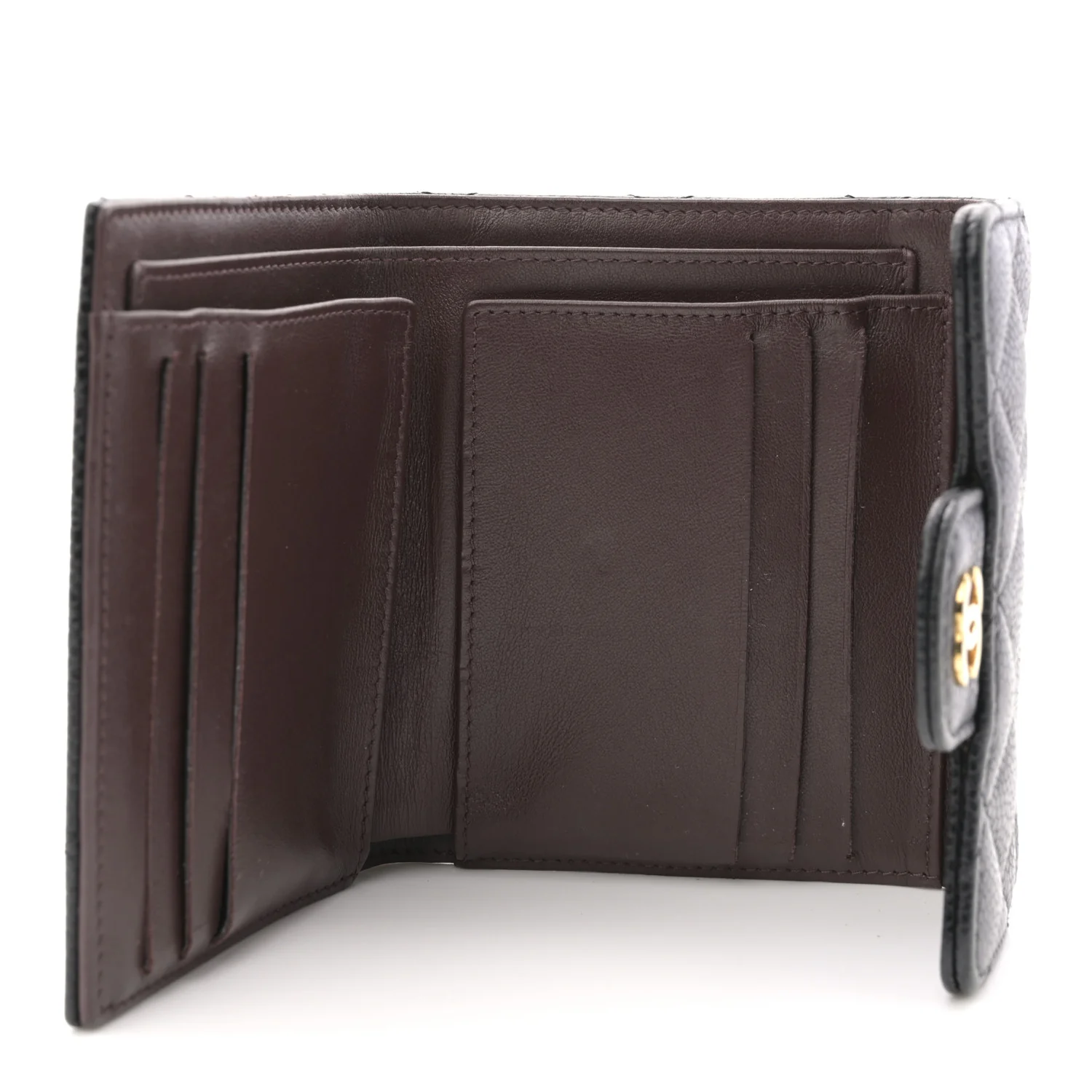 Caviar Quilted Tri-Fold Flap Wallet Black - Image 5