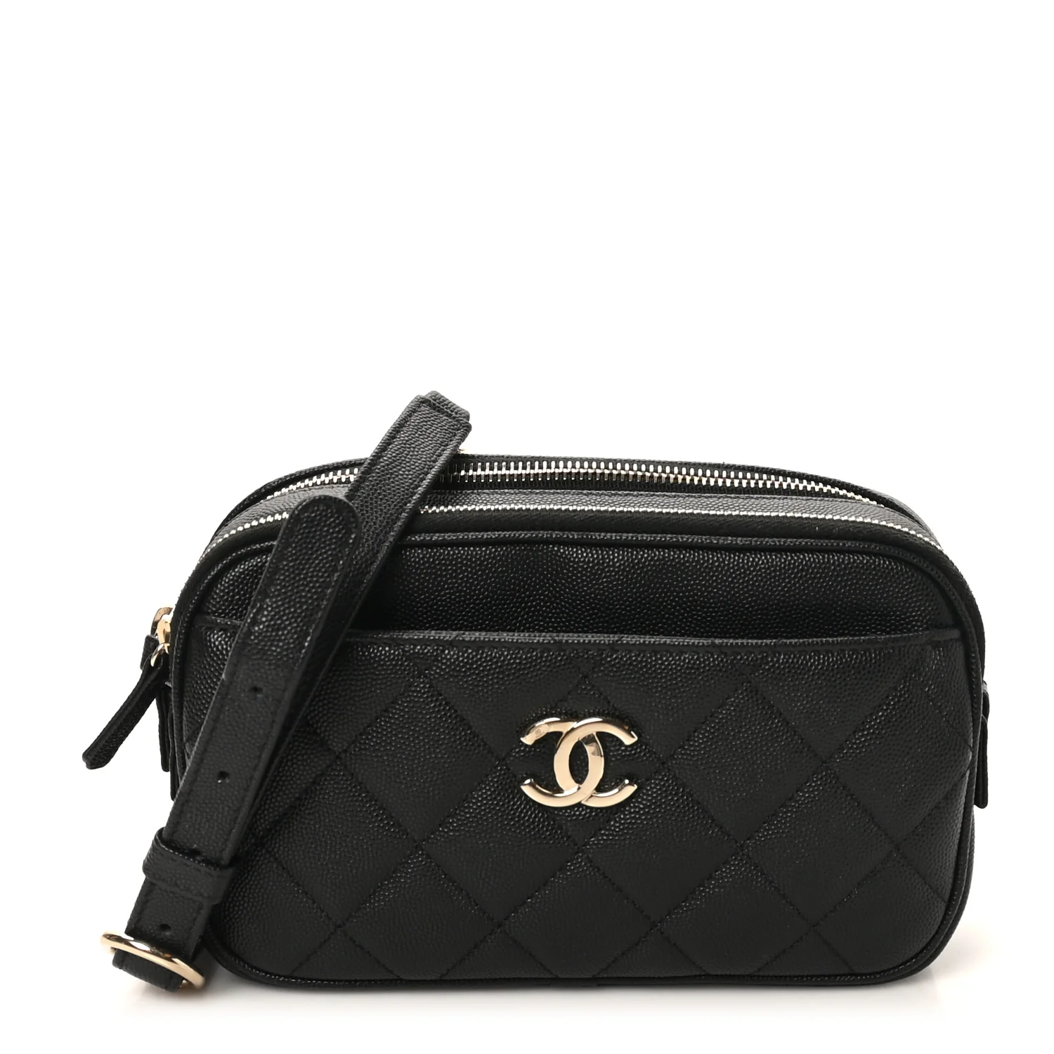 Caviar Quilted Waist Bag With Pouch Black